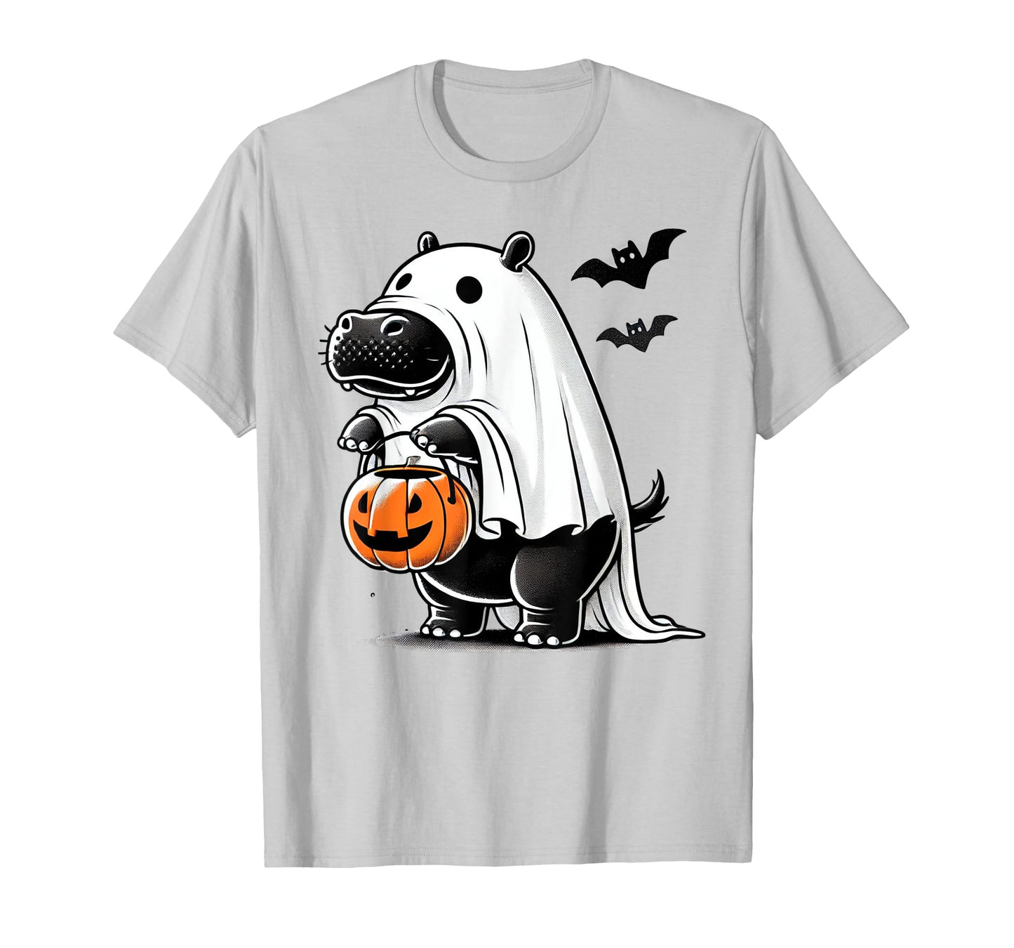 Funny Hippo Ghost Costume - Pumpkin Halloween Hippopotamus T-Shirt
