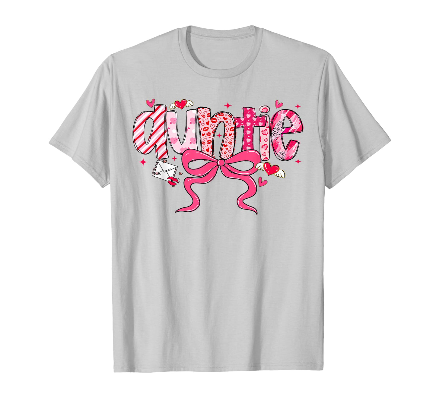 Auntie Valentine Heart Aunt Valentines Day Coquette Bow T-Shirt