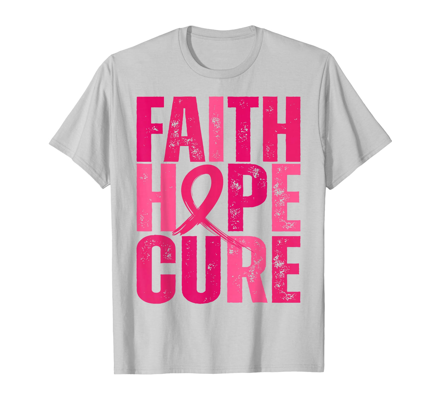 Retro Faith Hope Cure Pink Ribbon Breast Cancer Awareness T-Shirt