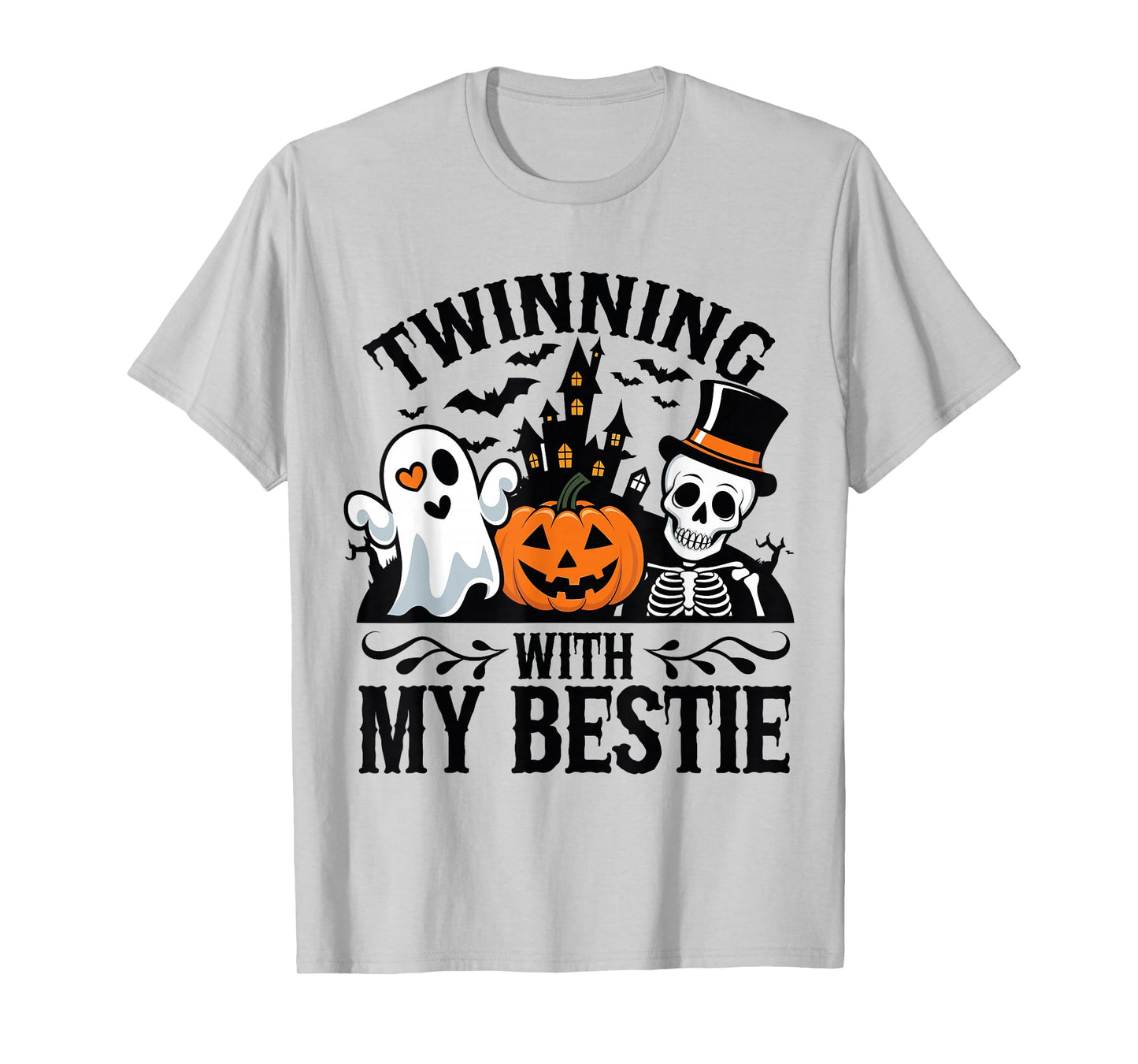 Twinning with My Bestie Skeleton Halloween Matching T-Shirt