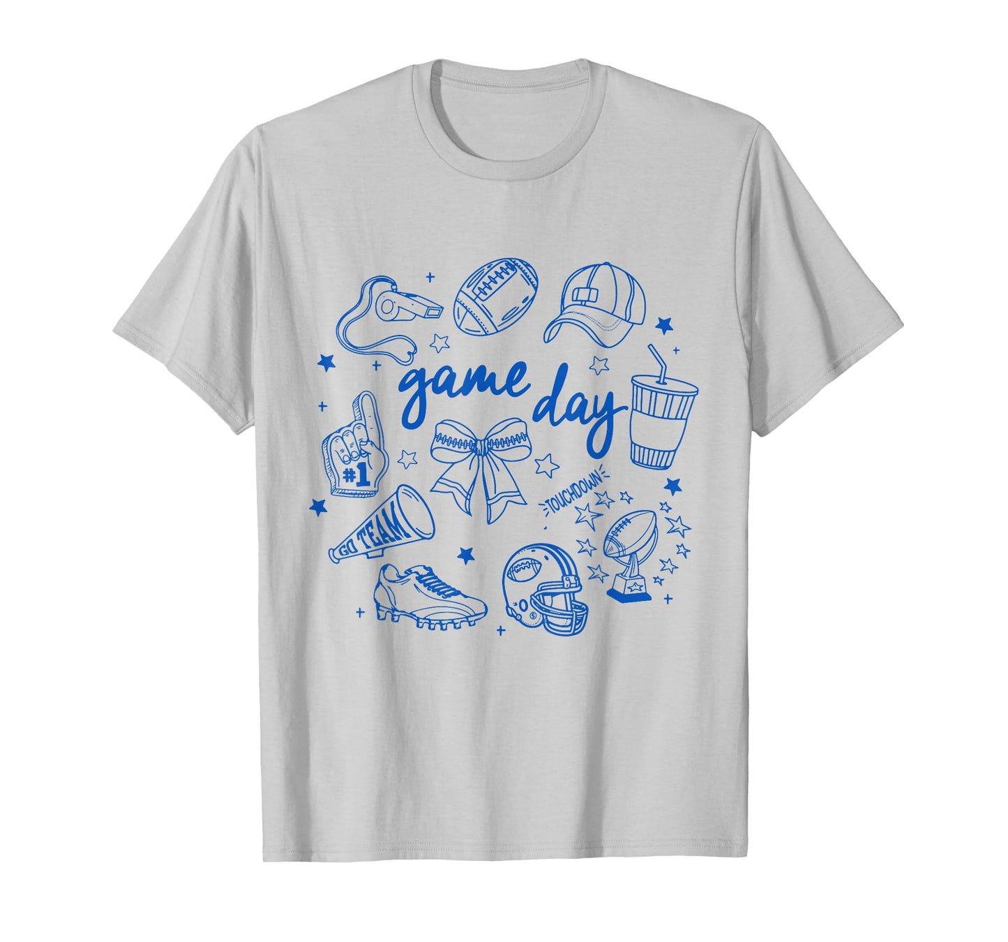 Retro Funny Game Day Football Doodles Cute Touchdown Season T-Shirt