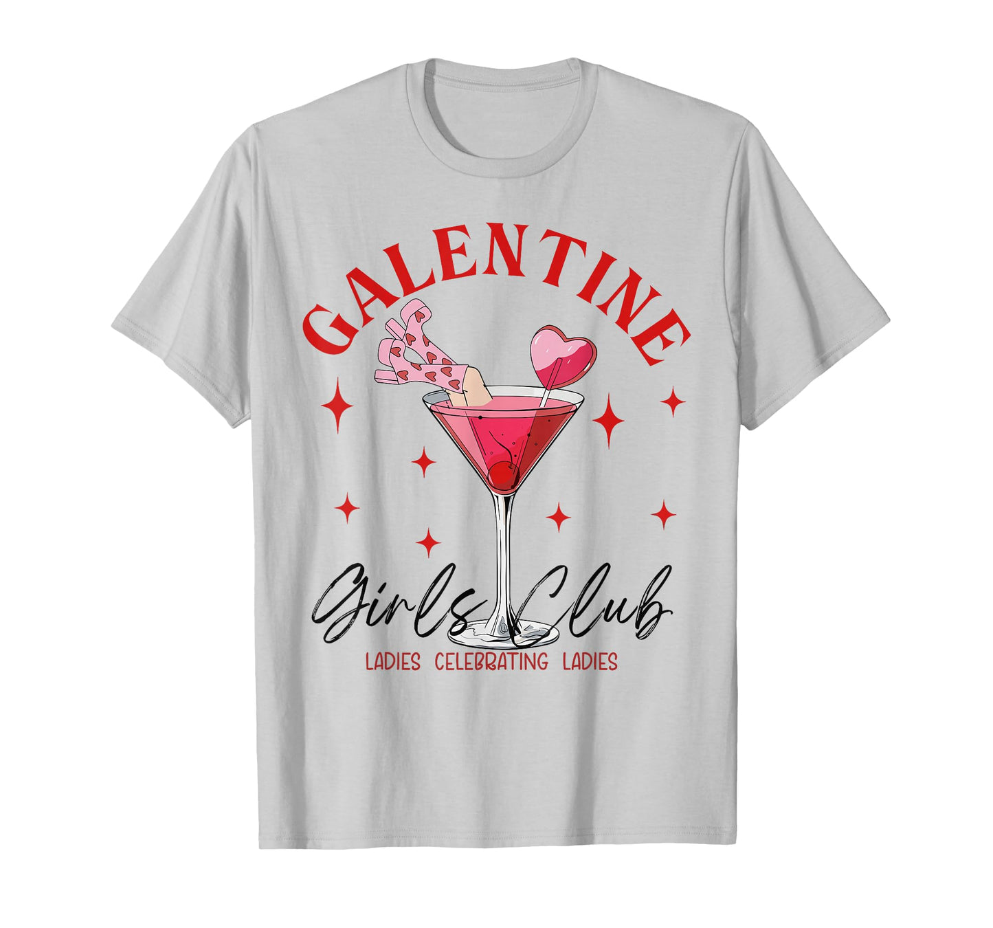 Retro Galentine Girls Club Valentines Day Cocktail Drinking T-Shirt