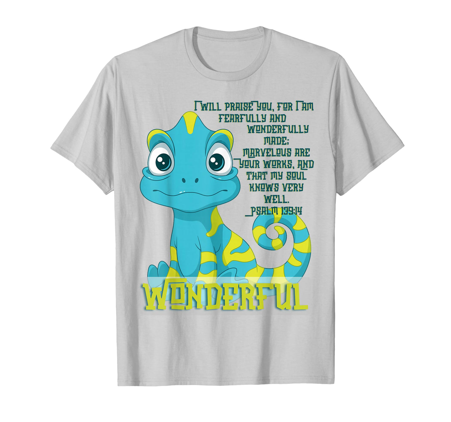 Wonderfully Made Lizard Psalm 139:14 Christian Faith Design T-Shirt