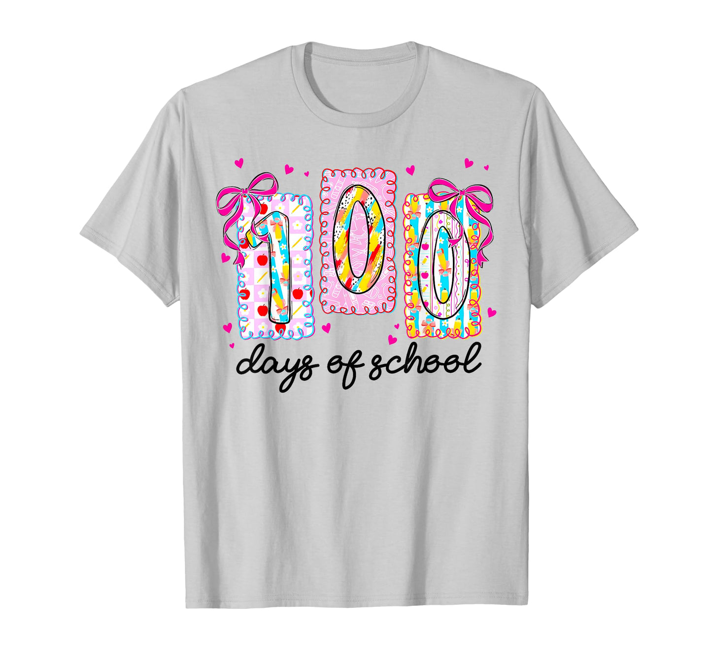 100 Days of School Girls Coquette Bow 100th Day of School T-Shirt