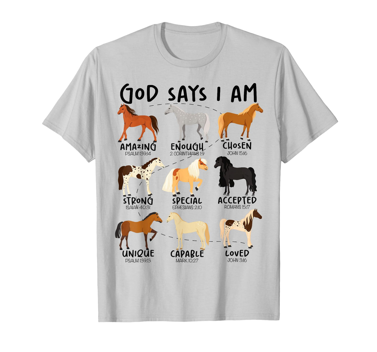 God Says I Am Horses Christian Women Girls Kids Boy Horse T-Shirt