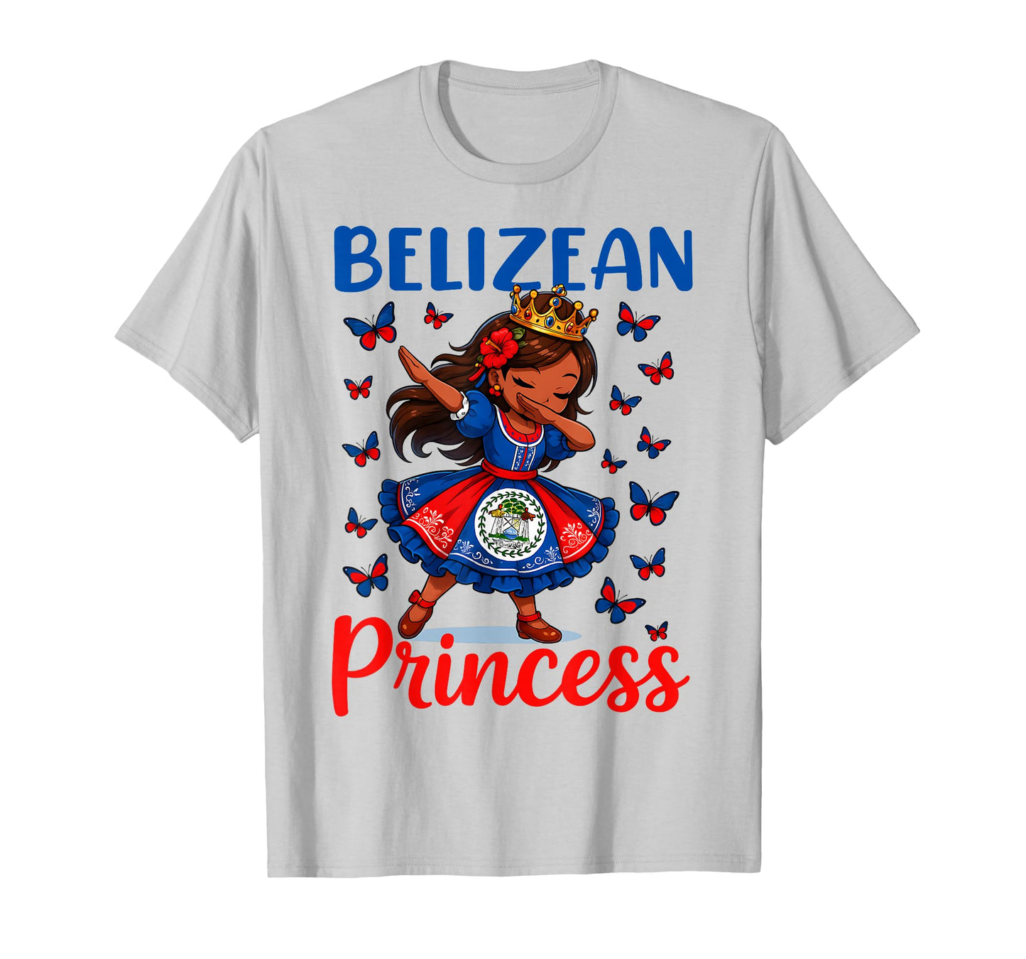 Belizean Princess Dabbing Girl Cute Belize Pride Outfit Kids T-Shirt