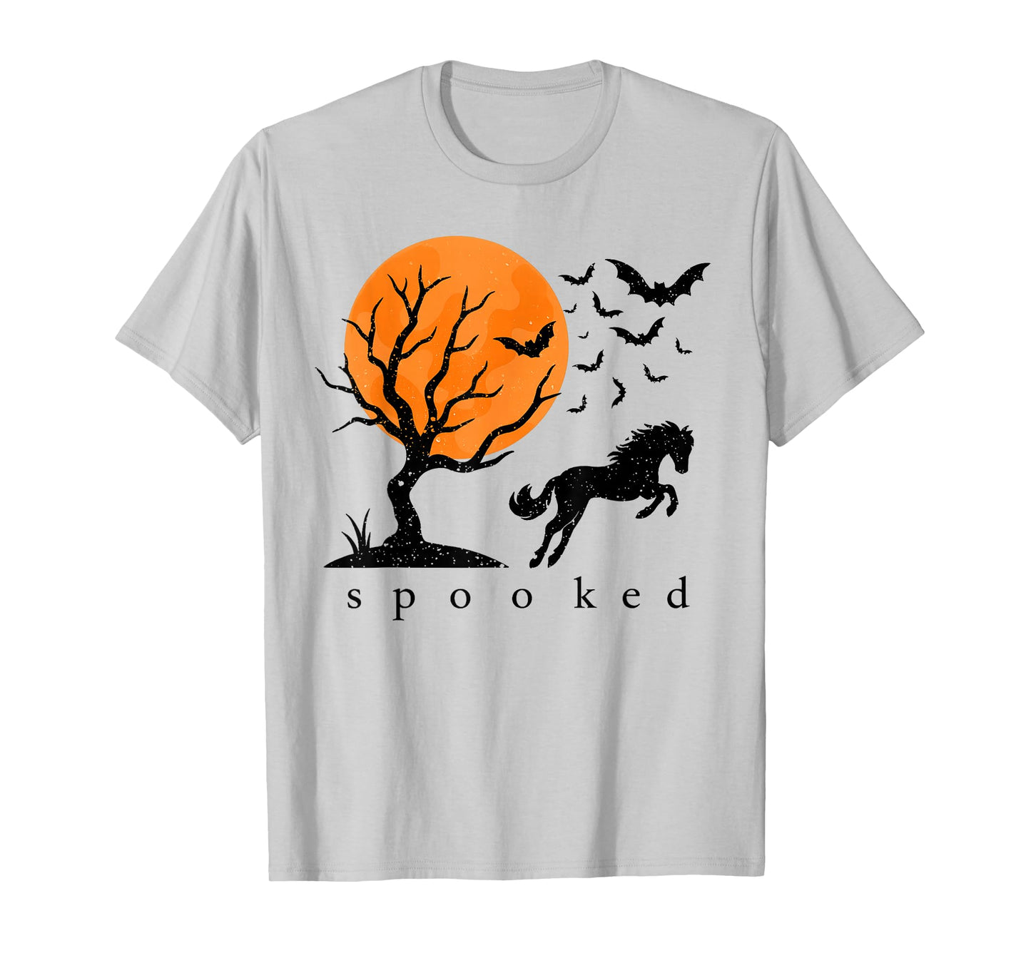 Spooked Horse Halloween Moon Bats Horse Ghost Spooky Season T-Shirt