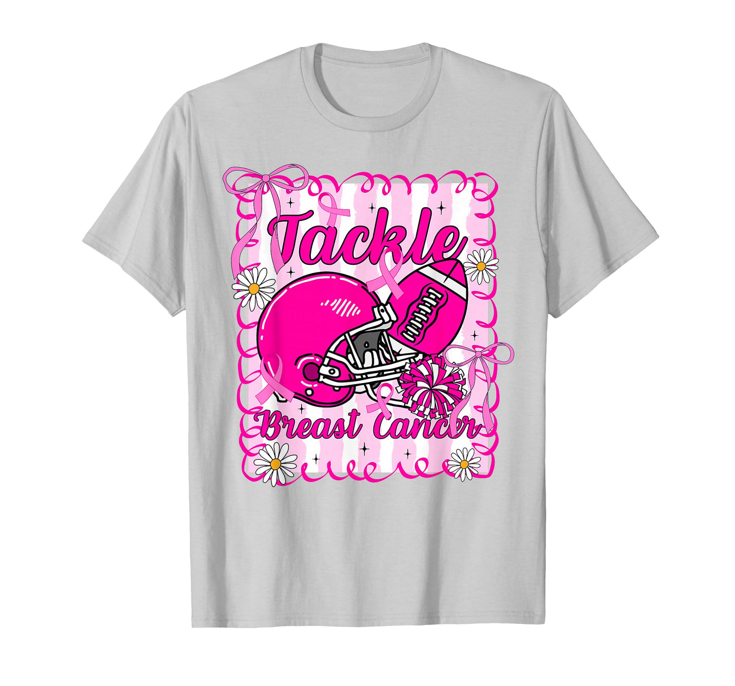 Tackle Breast Cancer Awareness American Football Cheer Women T-Shirt