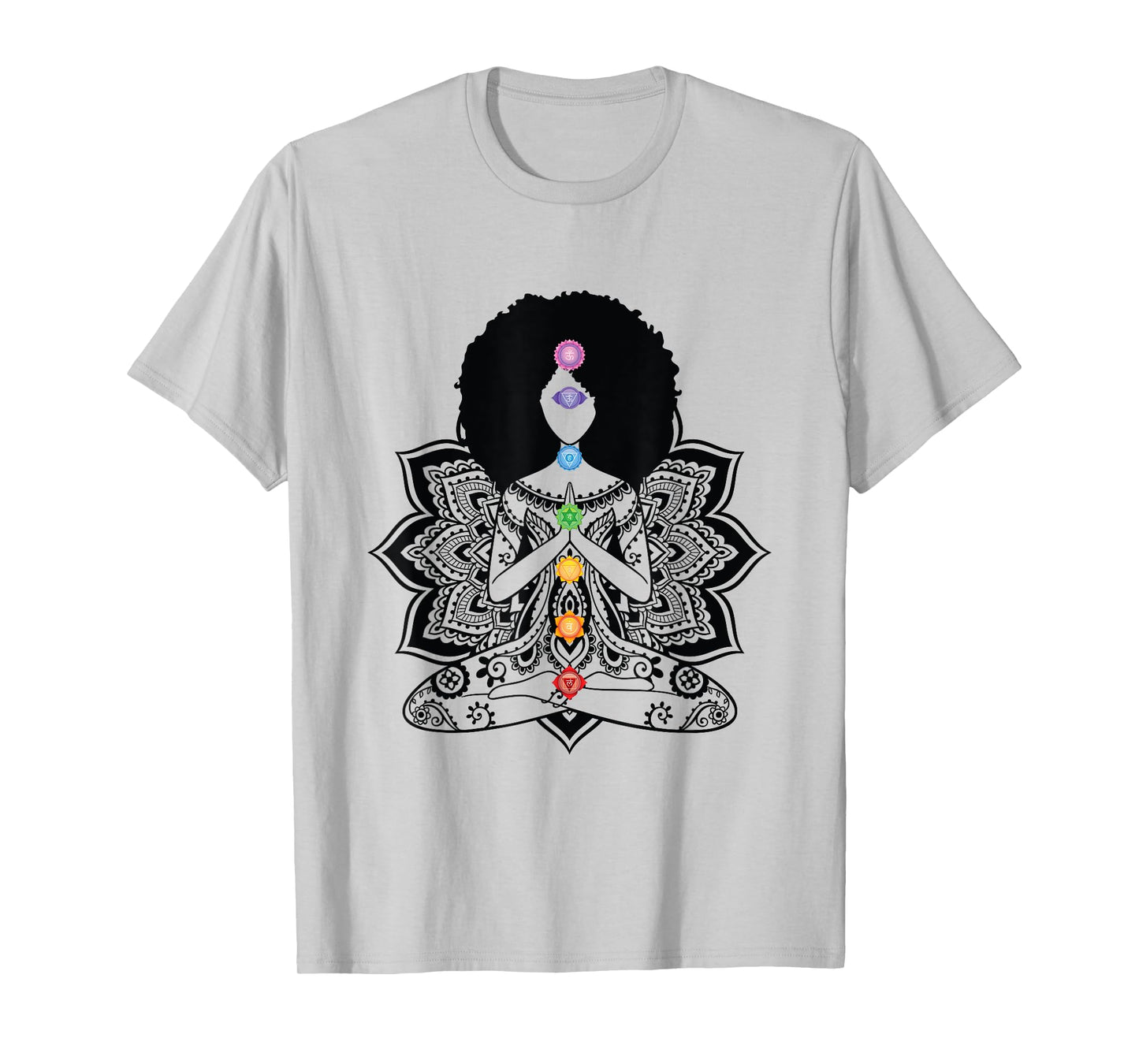 Afro Black Girl Yoga Zen Mandala Seven Chakra Meditation T-Shirt