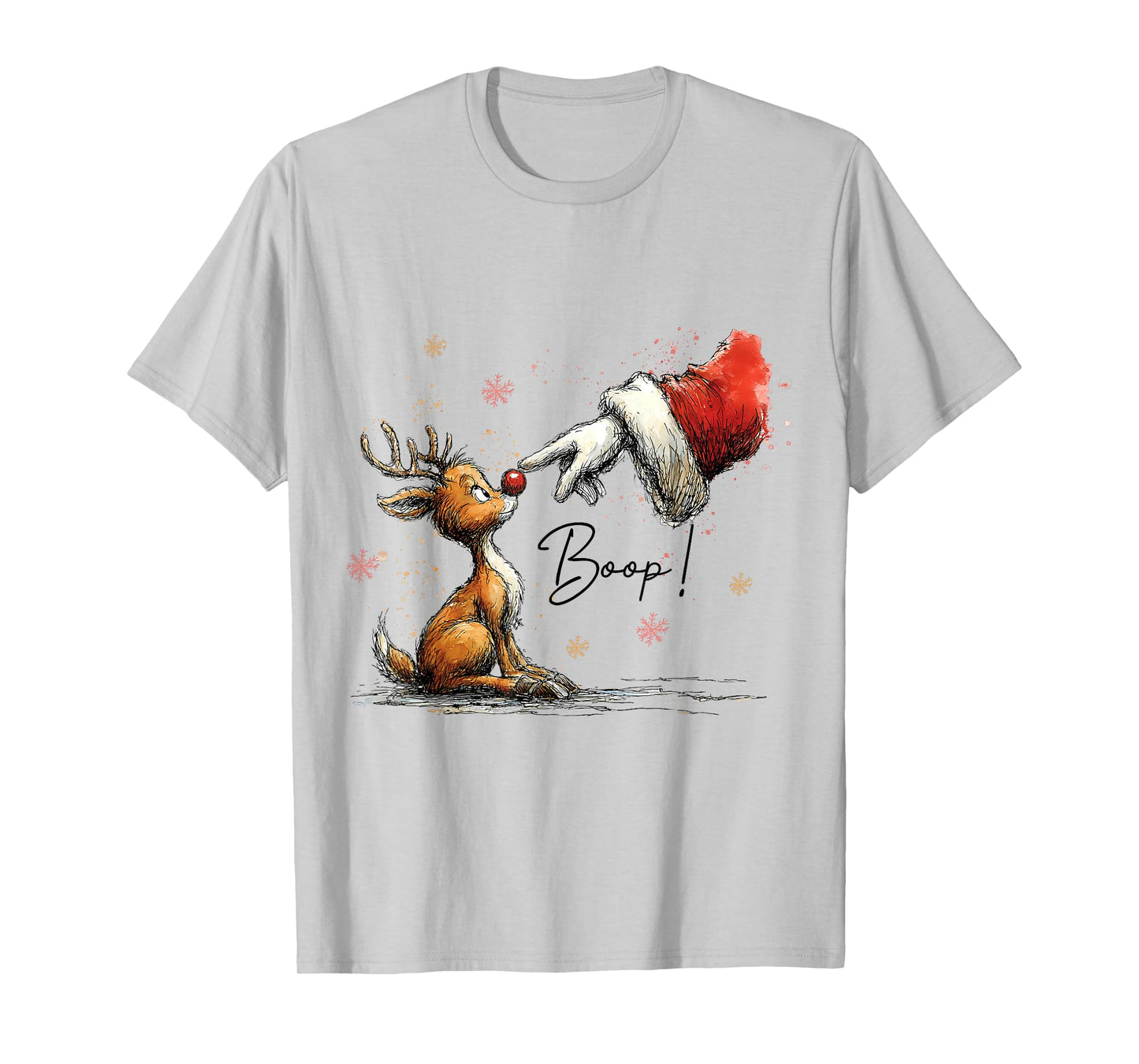 Boop Funny Santa Farmer Reindeer Cute Christmas Holiday Art T-Shirt