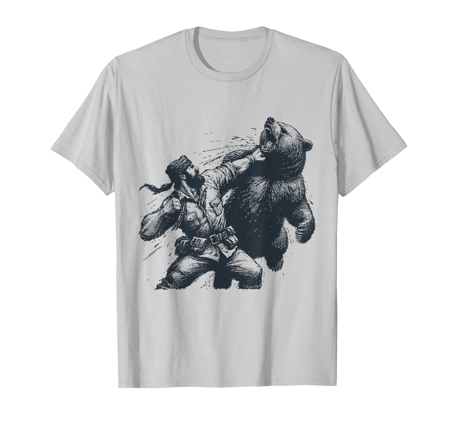 Bear Funny Man Punching Bear Retro Vintage Hunting Camping T-Shirt