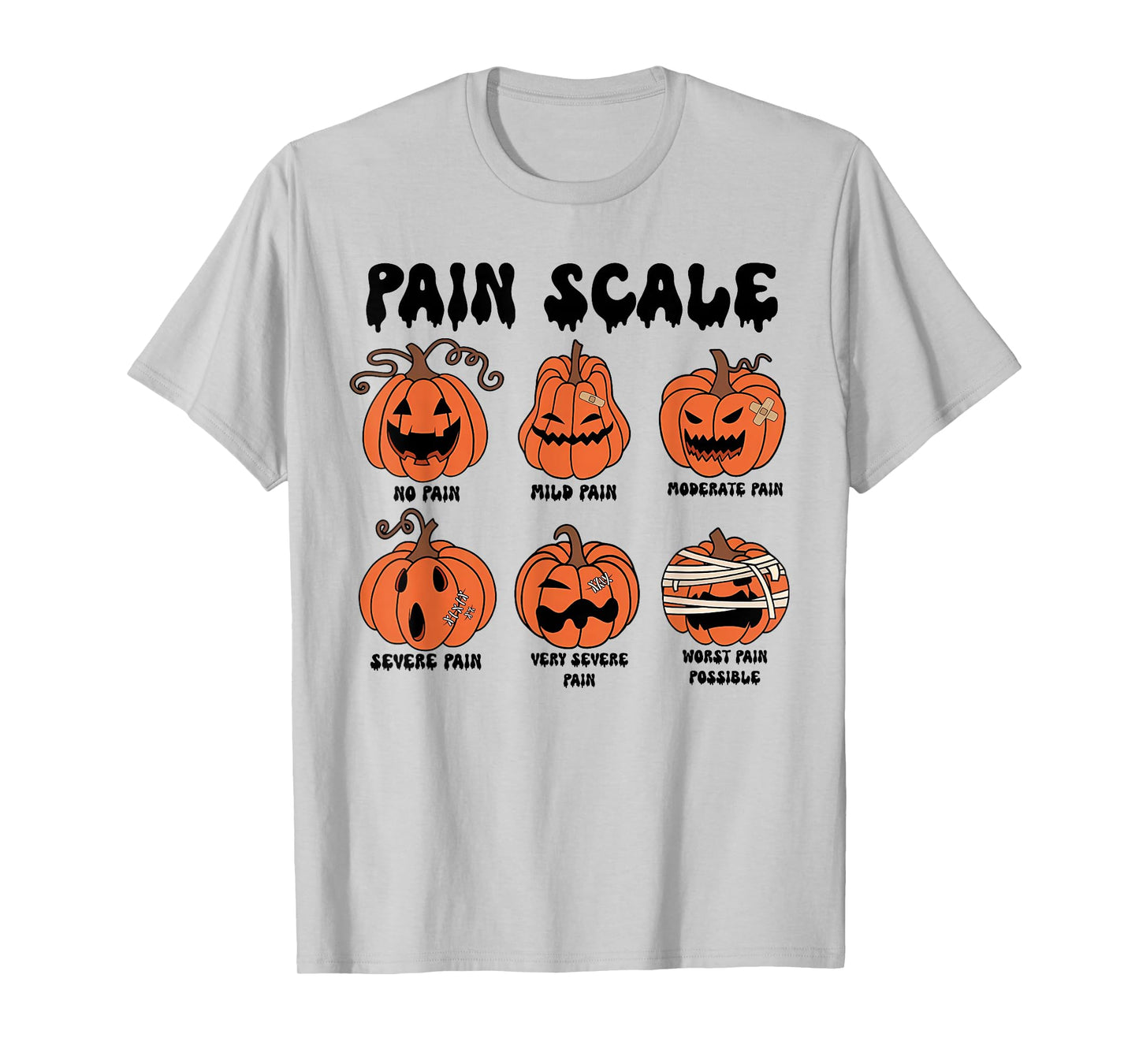 Pain Scale Spooky Pumpkin Fall Halloween Trauma Nurse Triage T-Shirt