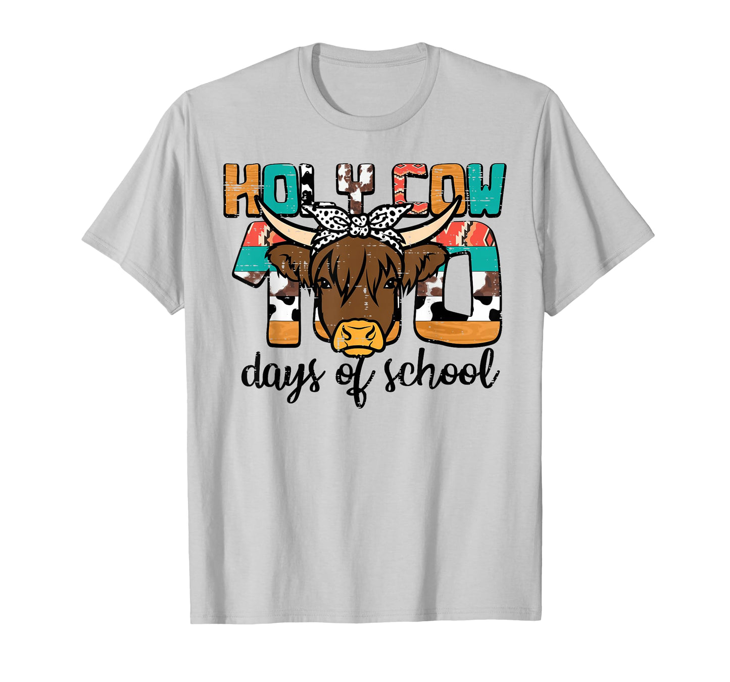 100th Day of School Holy Cow Highland Funny 100 Days Kids T-Shirt