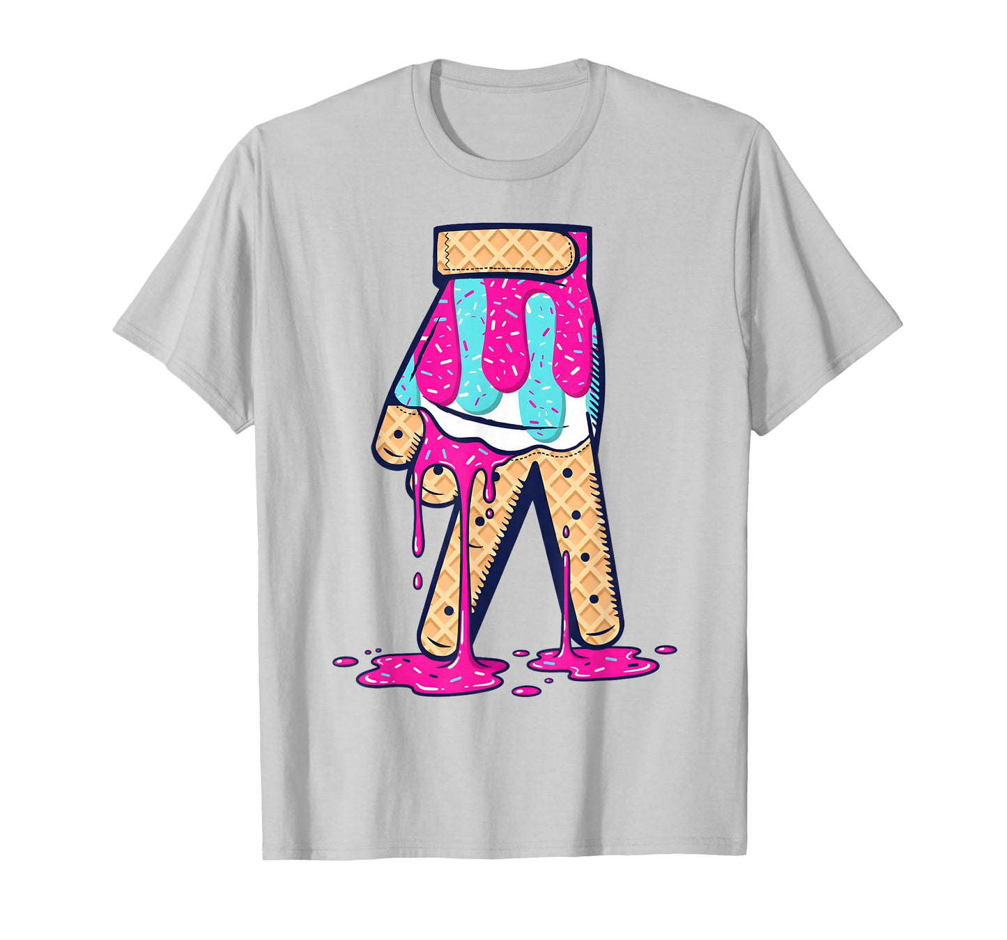 Baseball Ice Cream Drip Boys Glove Sprinkles Baseball Lover T-Shirt