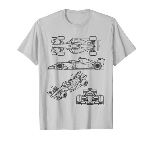 Racing Car Blueprint Design Motorsport Racing Diagram T-Shirt