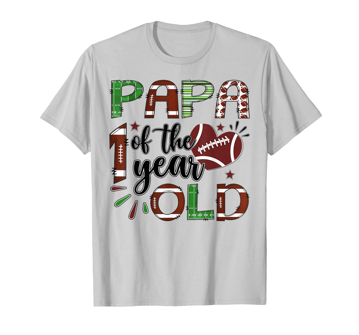Papa of The 1 Year Old Football 1st Birthday Boy Matching T-Shirt