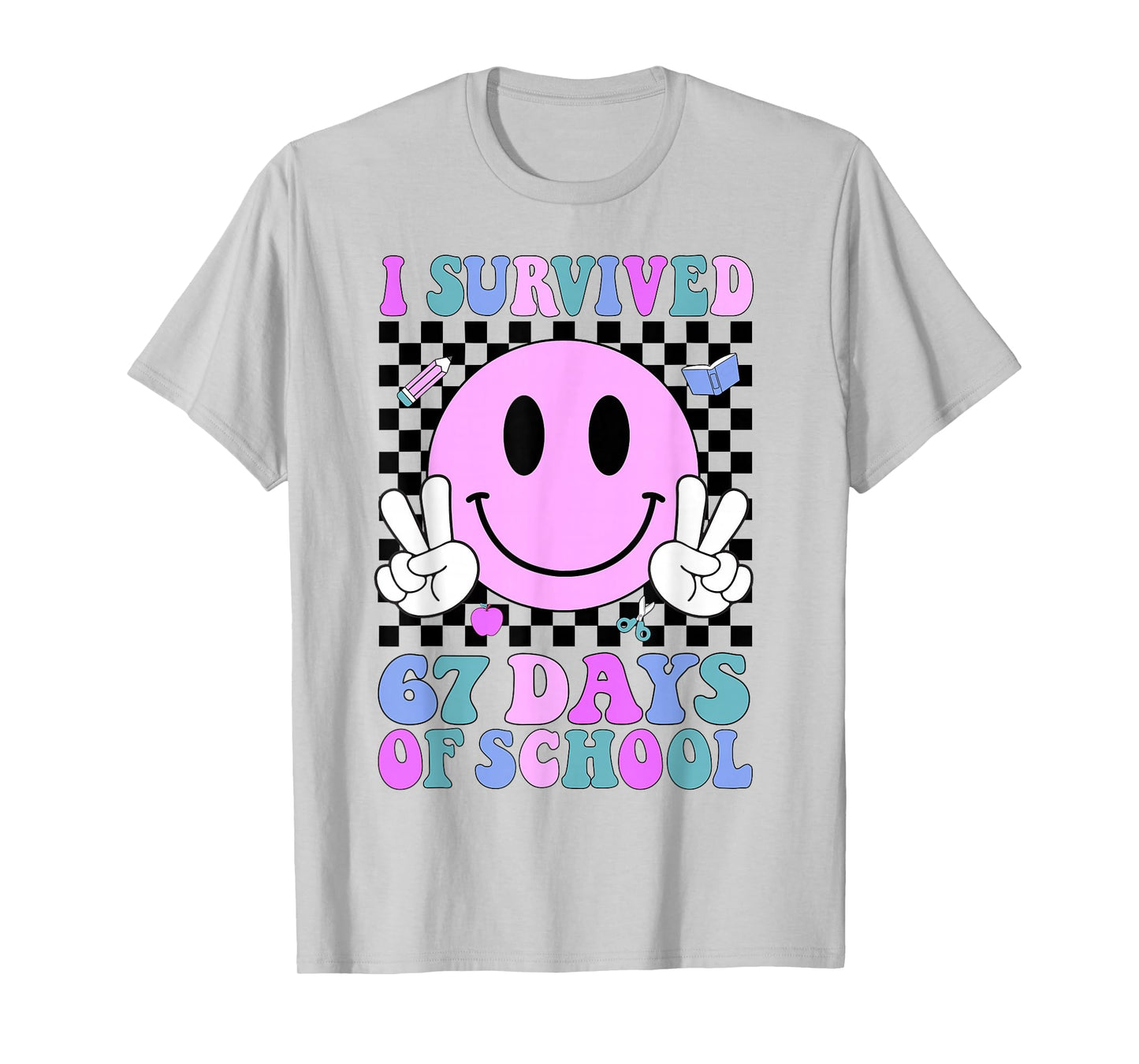 I Survived 67 Days of School Retro Smile 6 7 Meme Six Seven T-Shirt