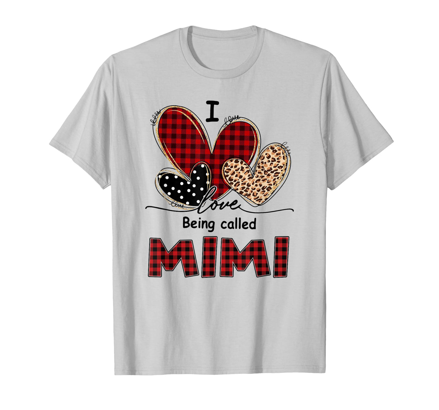 I Love Being Mimi Red Plaid Leopard Christmas Valentine Mimi T-Shirt