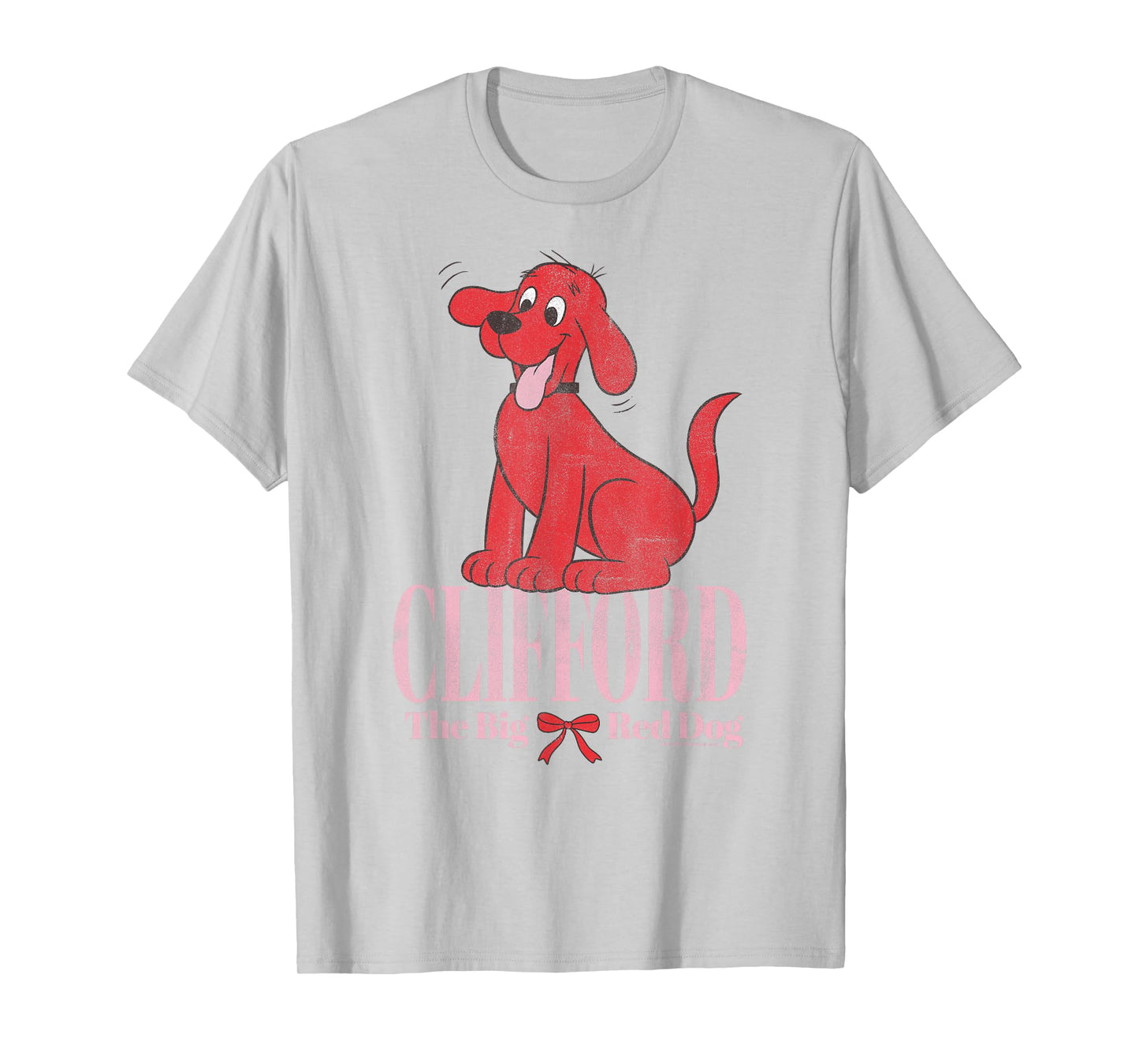 Clifford The Big Red Dog Pink Text with Bow Illustrated Book T-Shirt