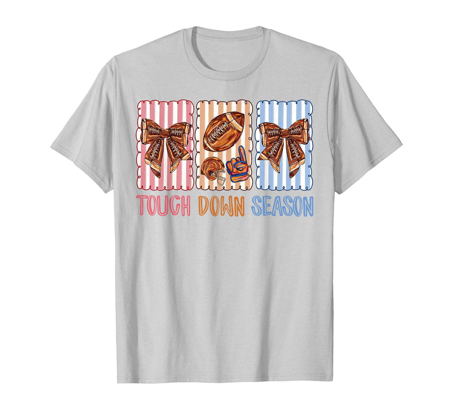 Preppy Football Game Day Touchdown Season Coquette Bow T-Shirt
