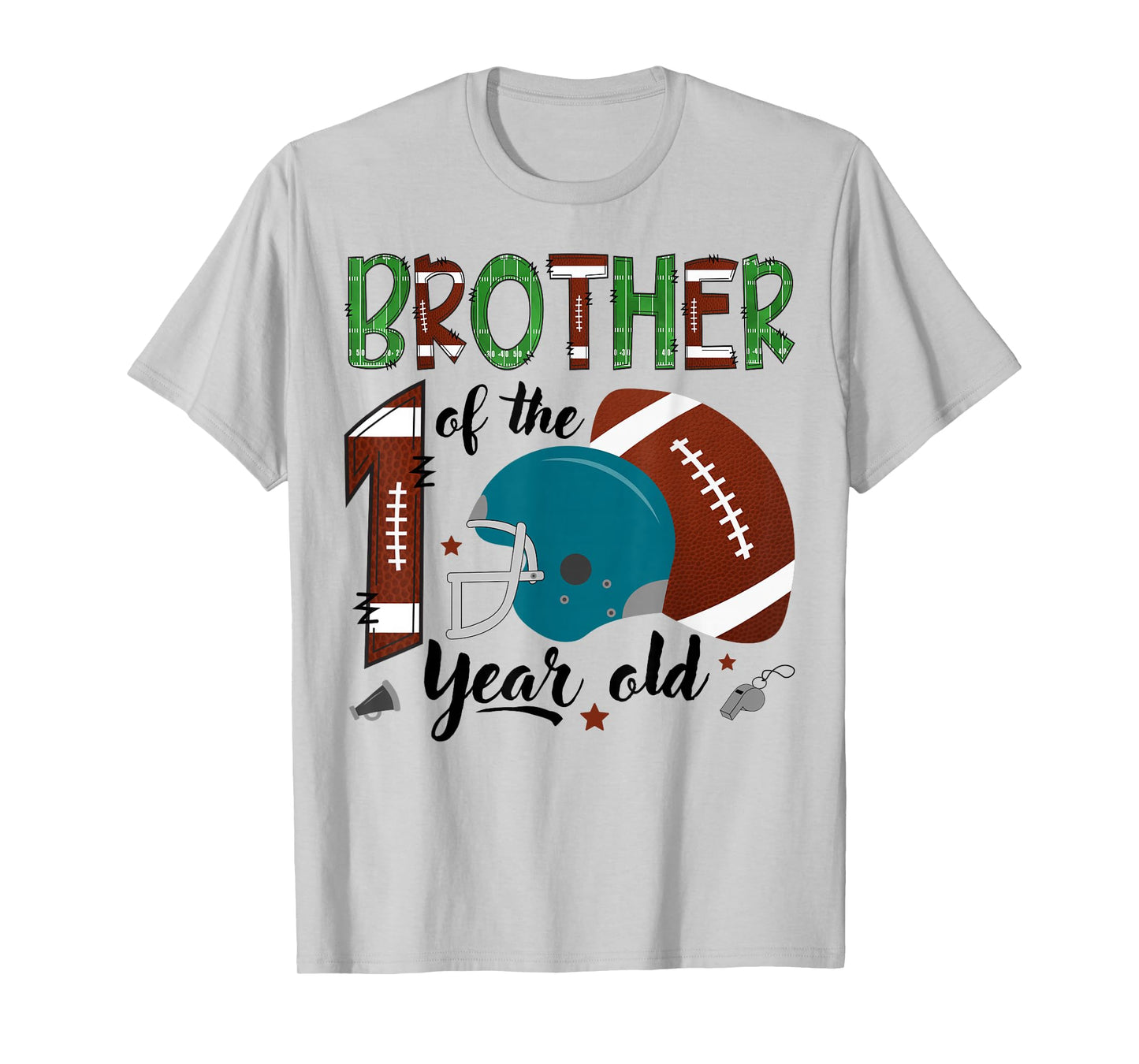 Brother Of The 1 Year Old Football 1St Year Down Birthday T-Shirt