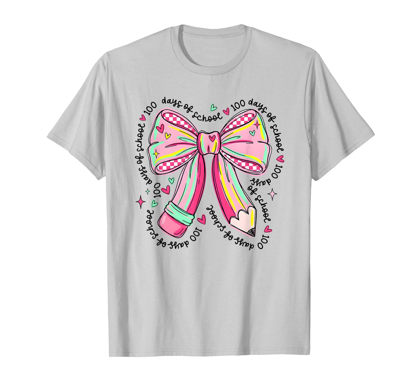 100 Days of School Girls Coquette Bow 100th Day of School T-Shirt
