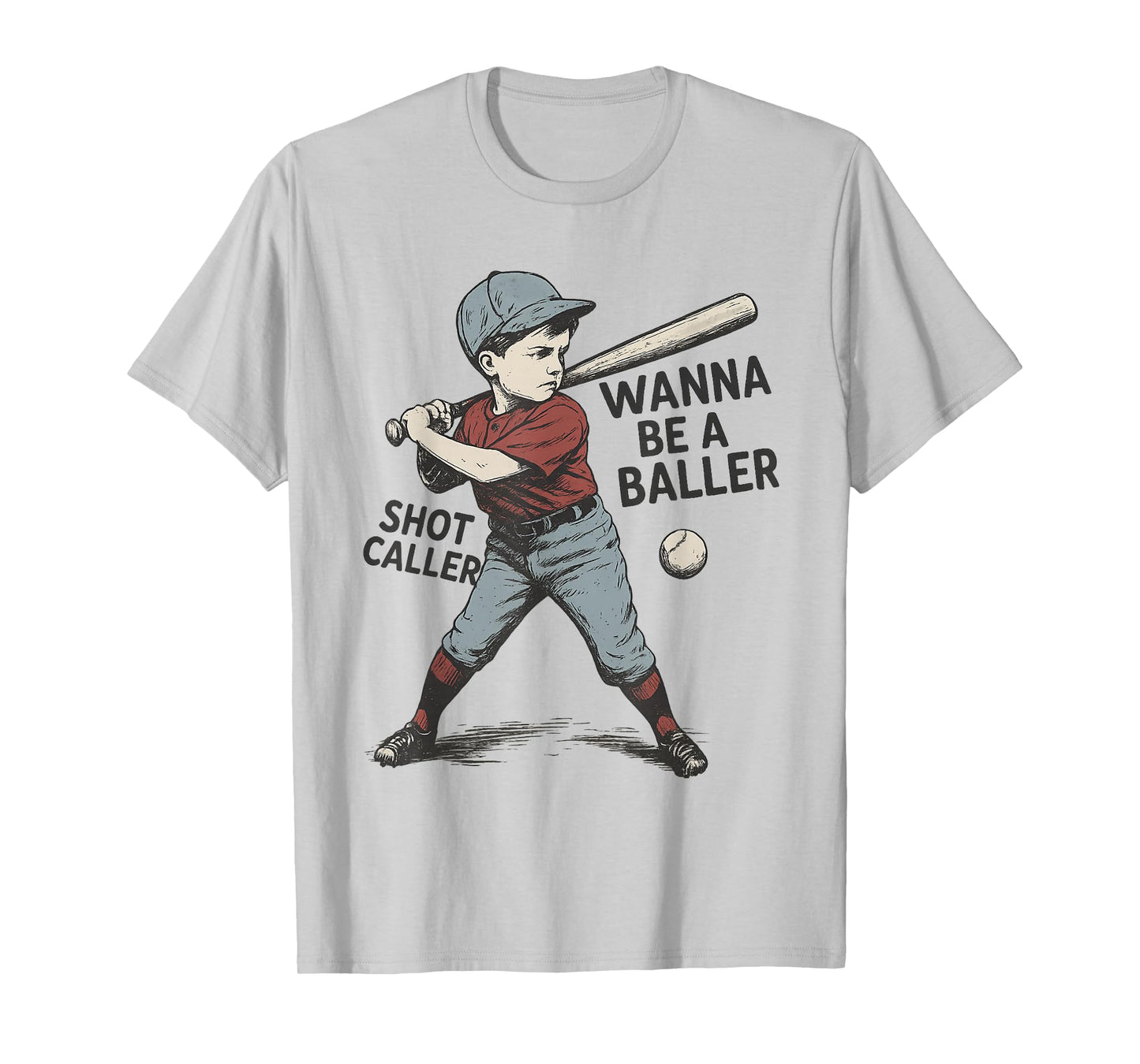 Wanna Be a Baller Shot Caller Vintage Baseball Kid T-Shirt