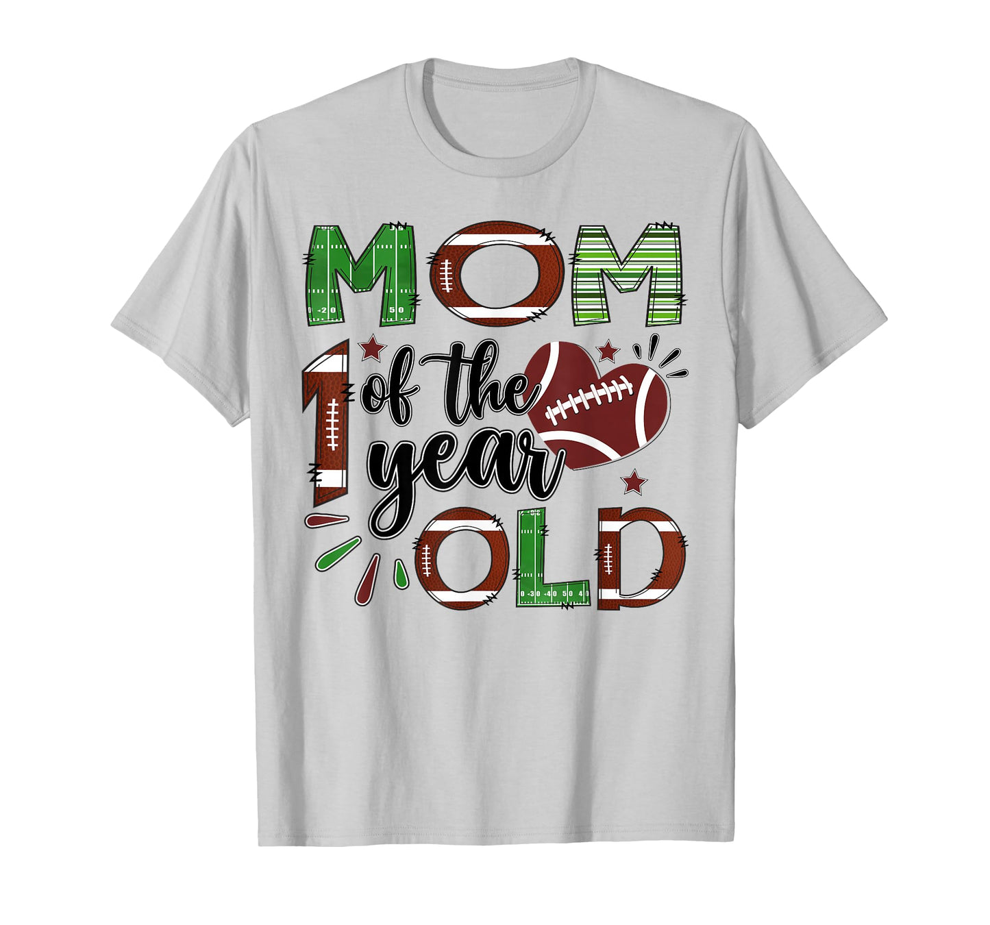 Mom of The 1 Year Old Football 1st Birthday Boy Matching T-Shirt