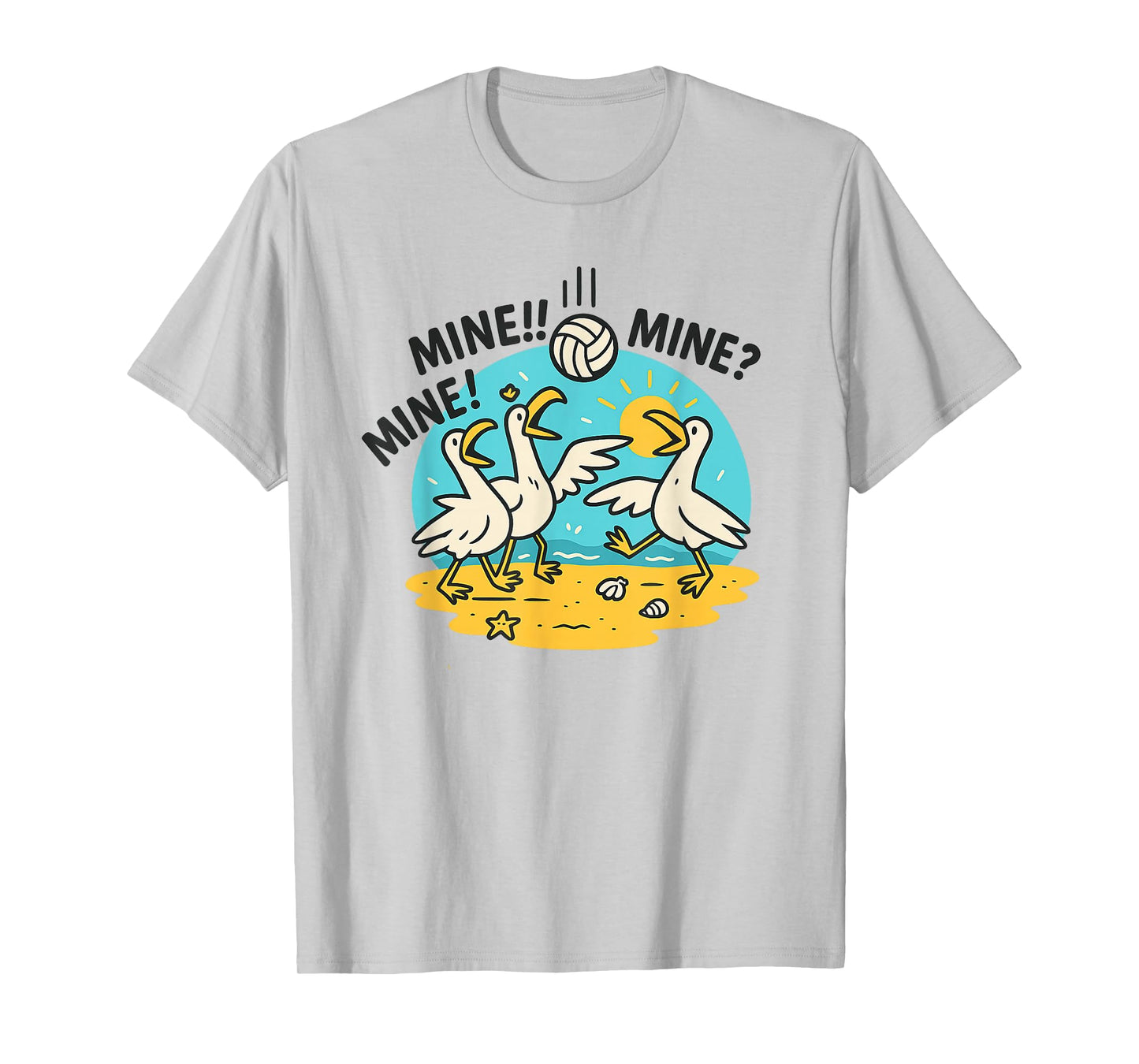 Mine Seagull Funny Beach Volleyball Graphic T-Shirt