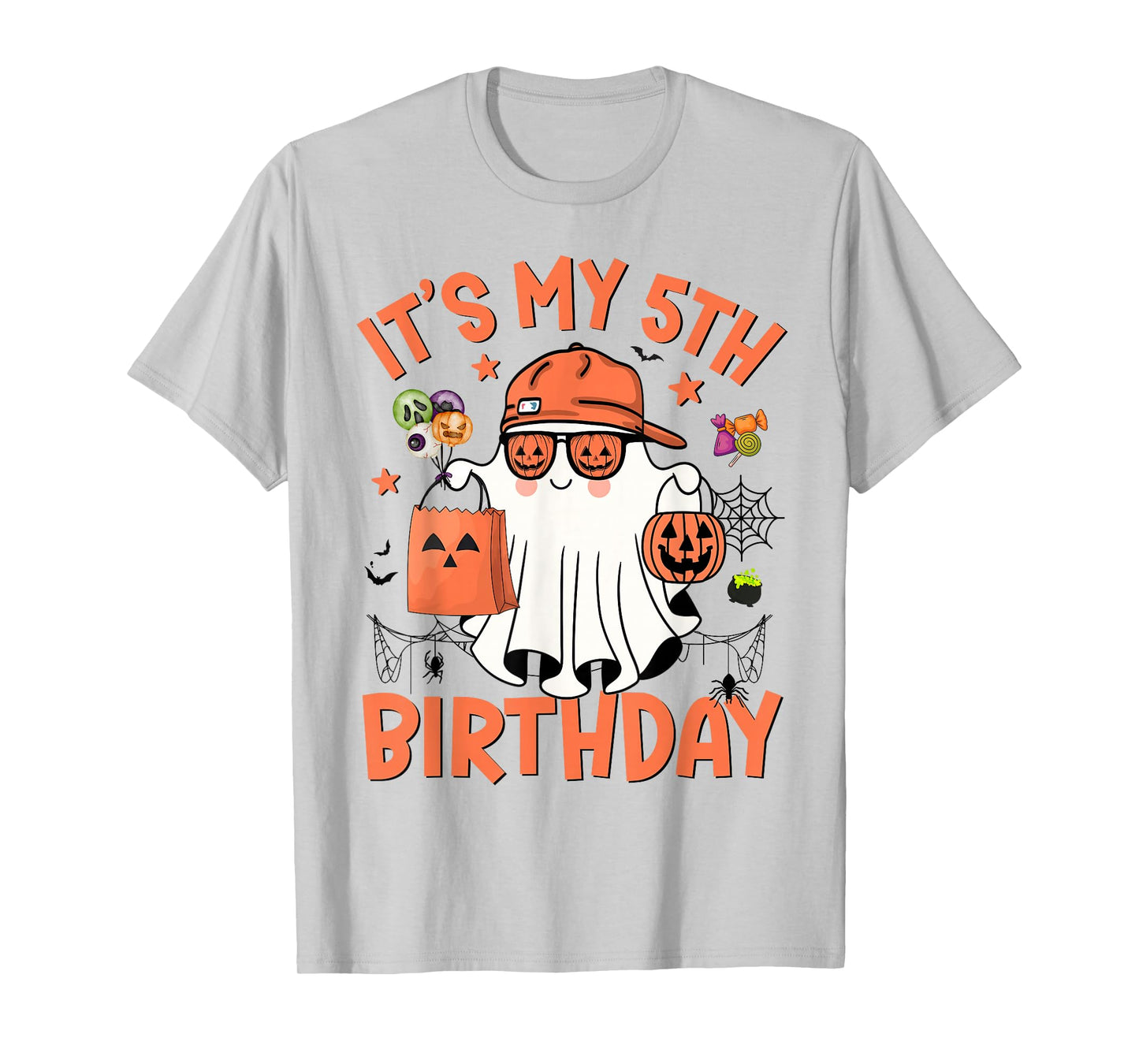 It's My 5th Birthday Funny Halloween Ghost Boo 5th Bday Boys T-Shirt