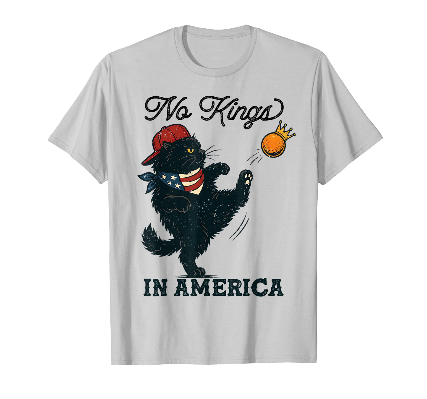 Black Cat No Kings In America, Vintage Cats Against Trump T-Shirt