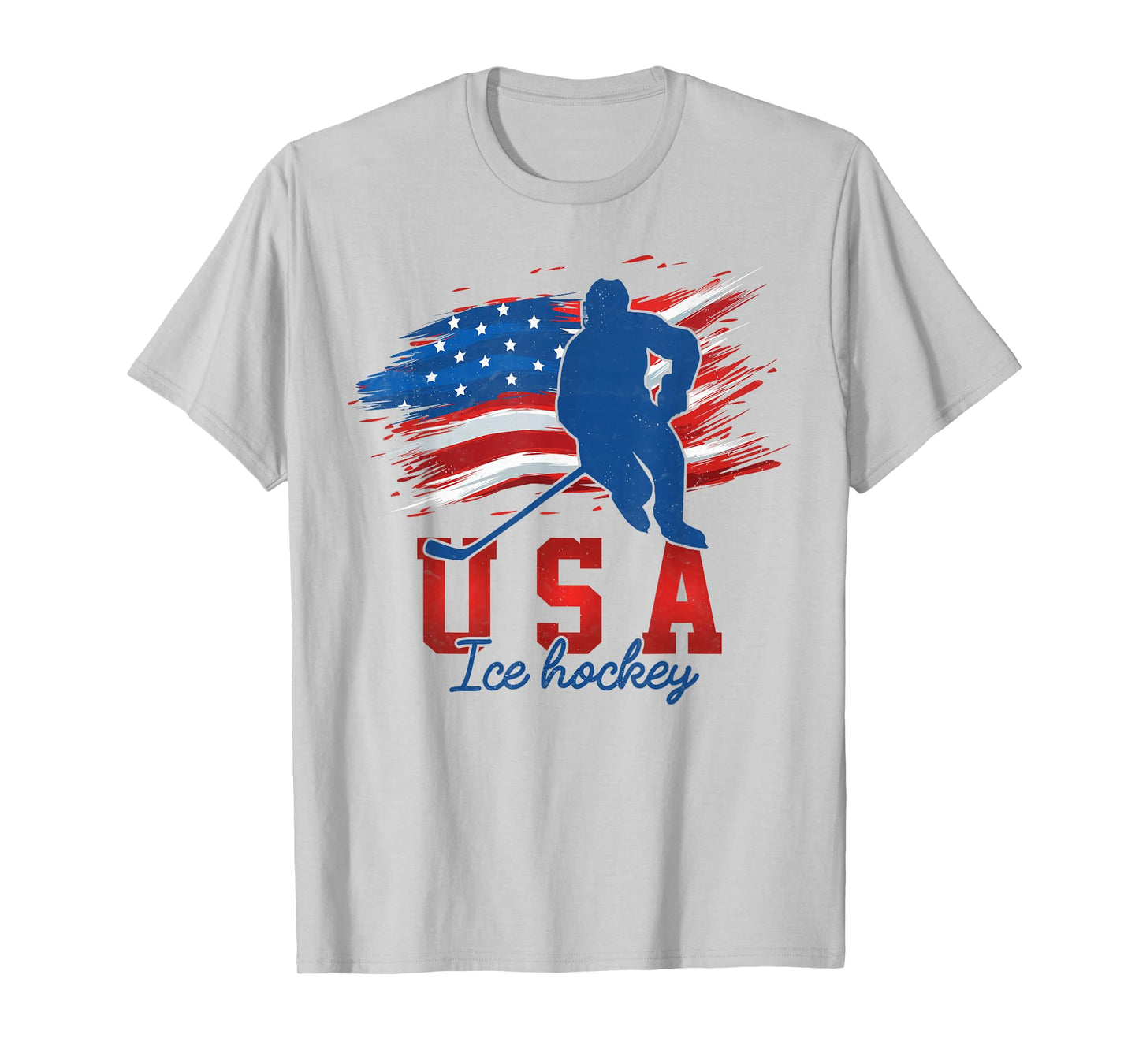 American Flag Ice Hockey 4th of July USA Support Team T-Shirt