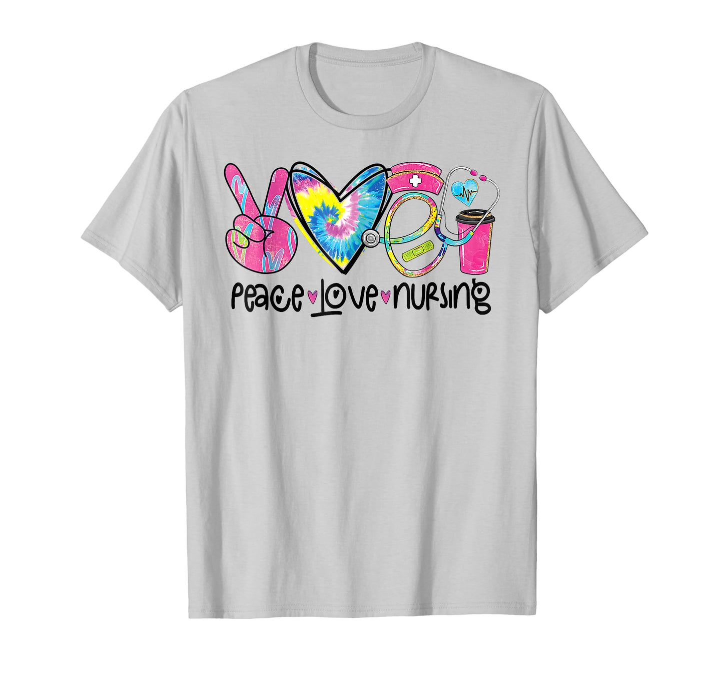 Peace Love Nursing Stethoscope Tie Dye Nurse 2024 T-Shirt