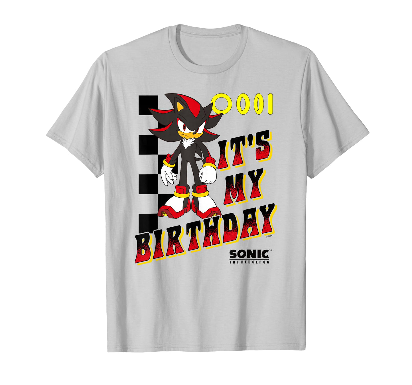 Sonic The Hedgehog Shadow It's My Birthday Big Chest Logo T-Shirt