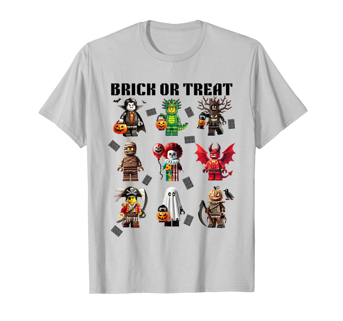 Building Bricks Halloween Brick Or Treat Costume Monsters T-Shirt