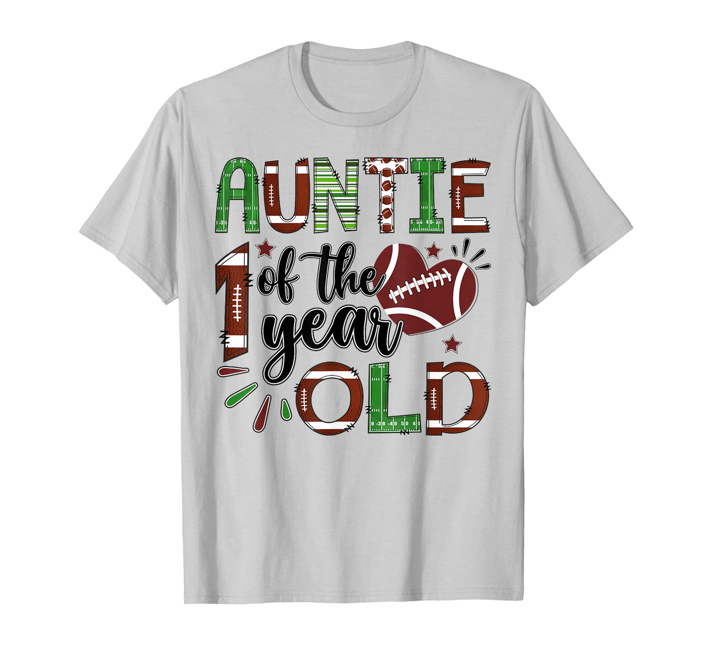 Auntie of The 1 Year Old Football 1st Birthday Boy Matching T-Shirt