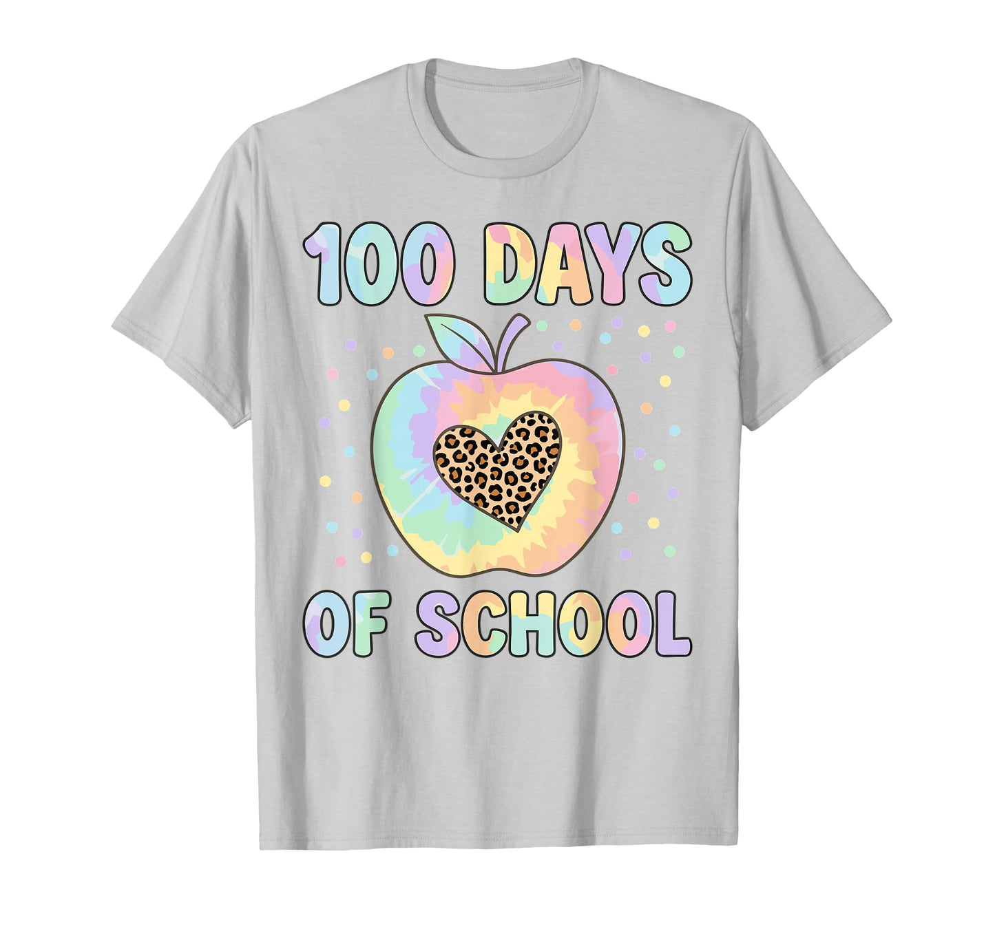 100 Days of School Leopard Tie Dye appele Kid T-Shirt