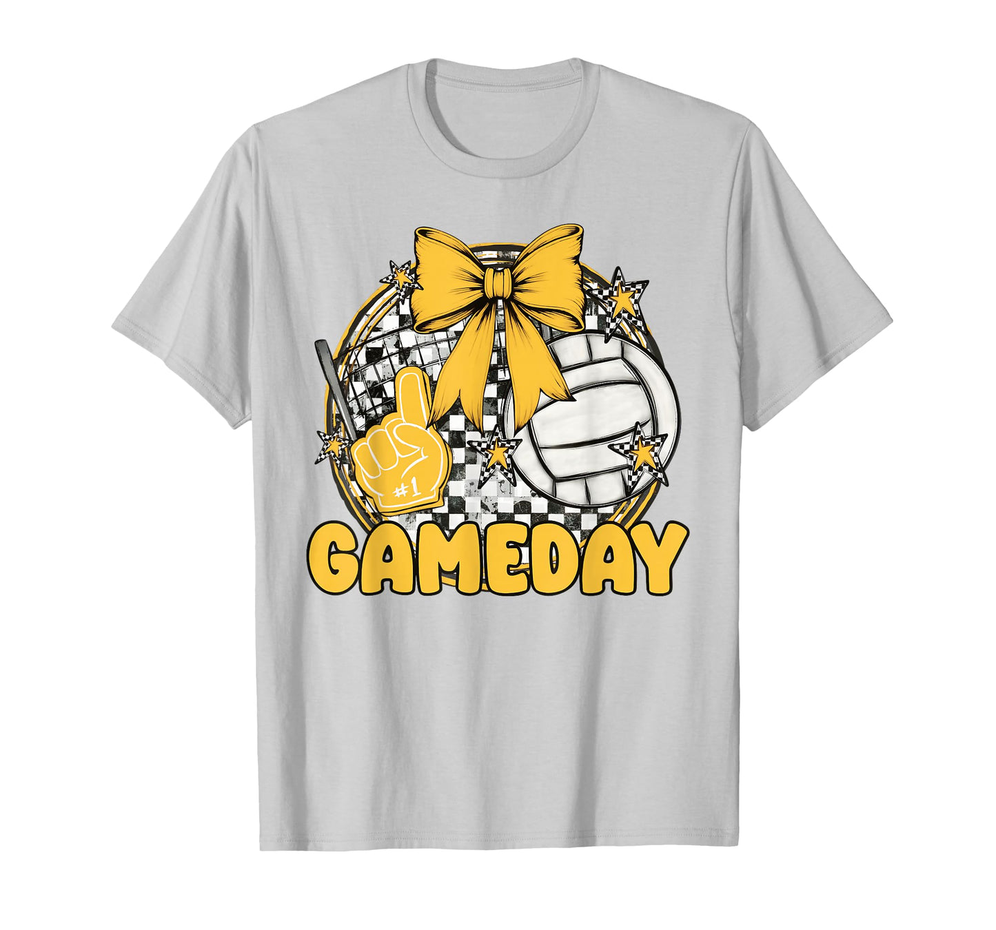 Volleyball Game Day Retro Girls Volleyball Mom Cheer Yellow T-Shirt