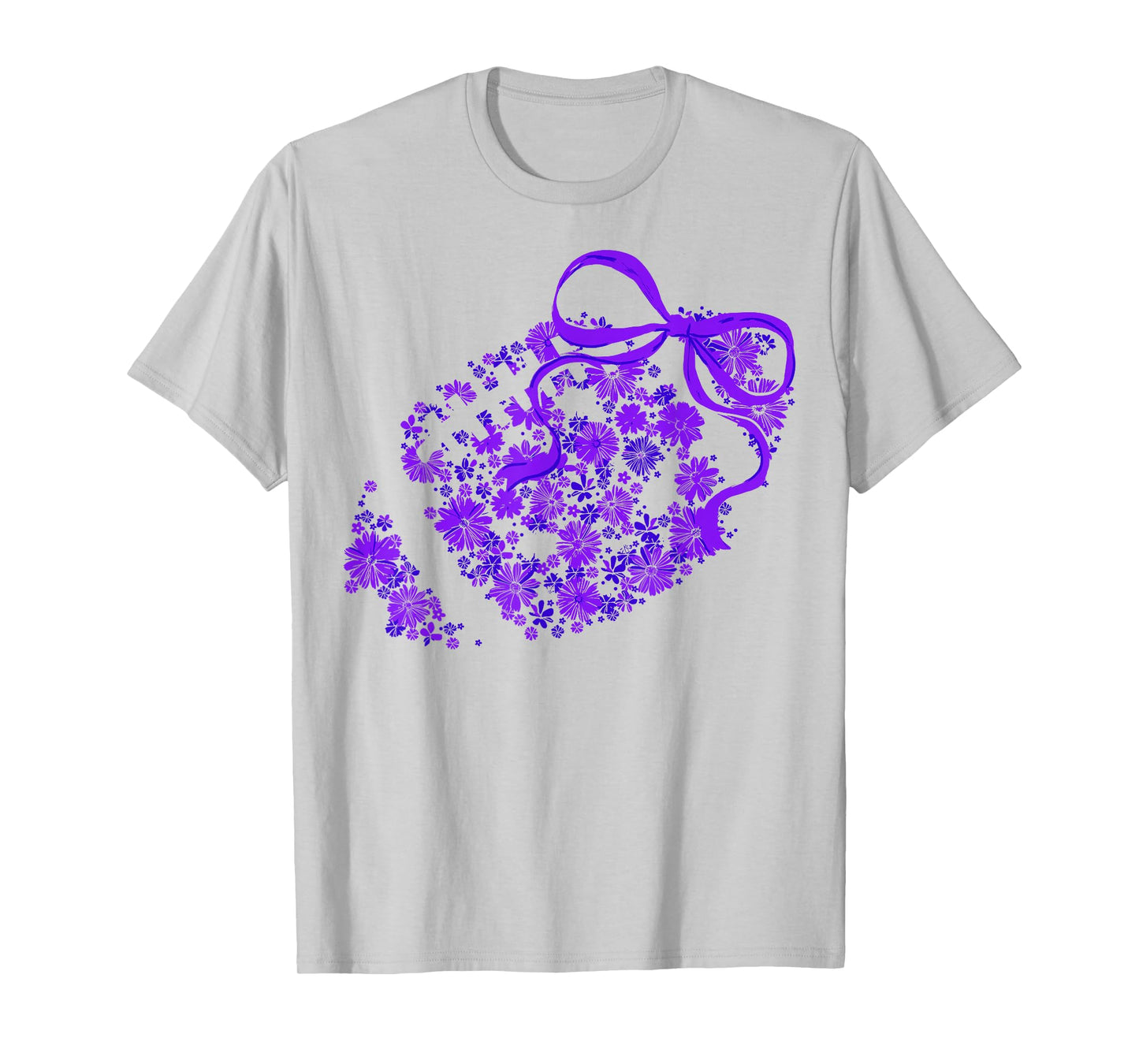Floral Football Game Day Girly Coquette Team Spirit Purple T-Shirt
