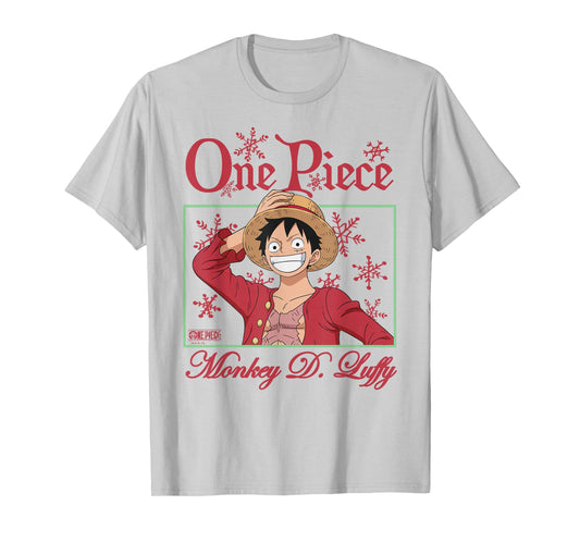 One Piece Anime Happy Holidays Luffy Christmas Snowflakes T-Shirt