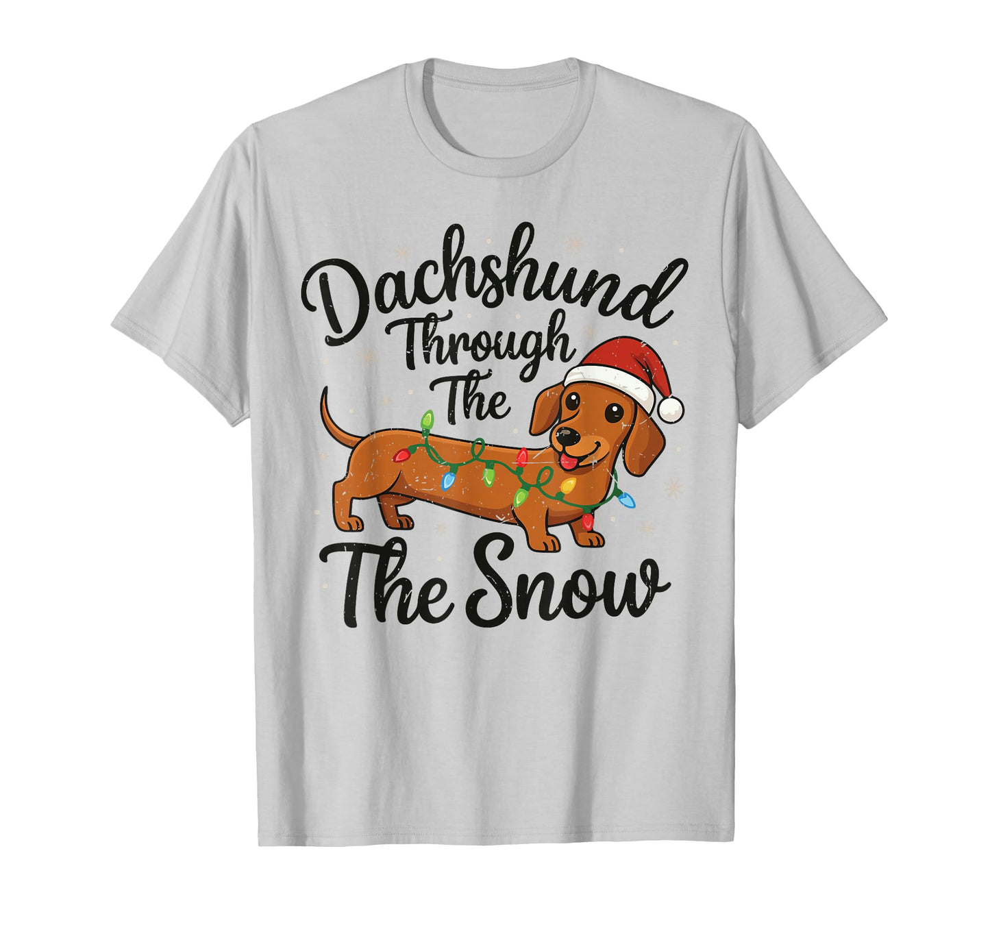 Mini Dachshund Through Snow Christmas Pajamas Pjs Weiner Dog T-Shirt