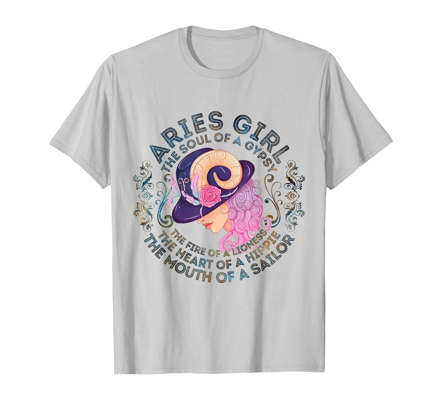 Aries Girl The Soul Of A Gypsy Birthday Hippie Soul T-Shirt