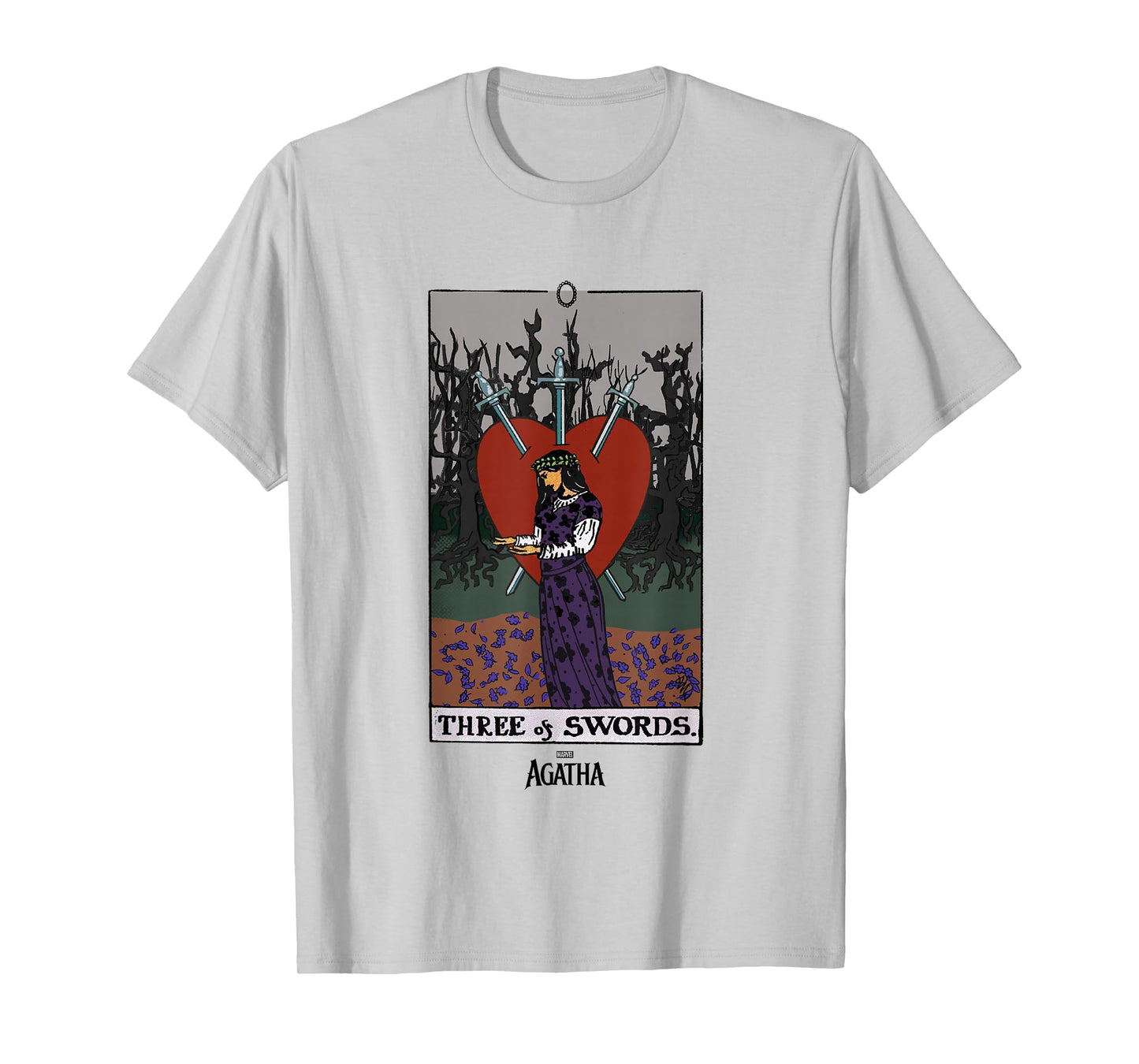 Marvel Agatha All Along Three Of Swords Vintage Tarot T-Shirt