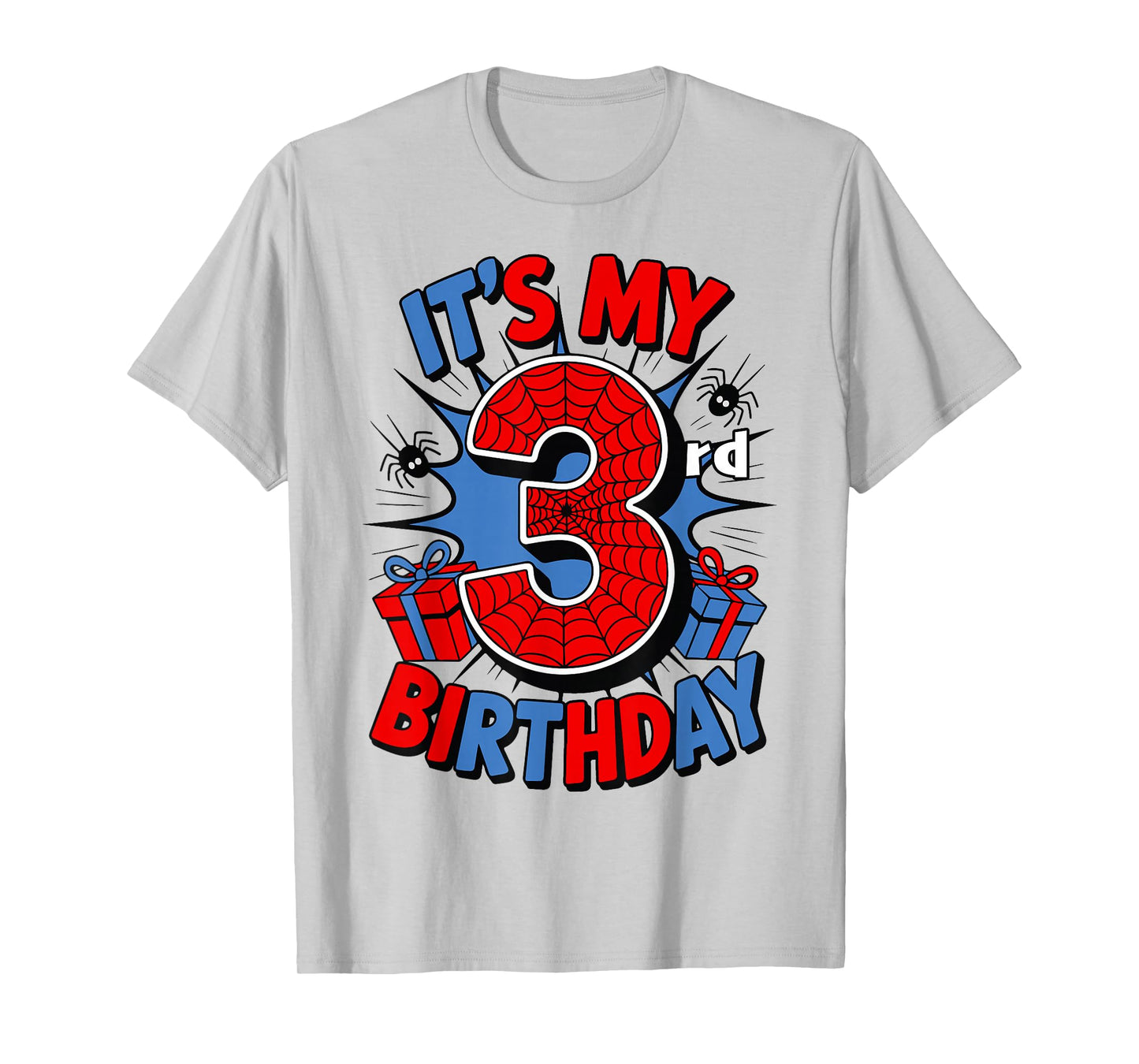 It's My 3rd Birthday Spider Theme Party 3 Year Old Boys Kids T-Shirt