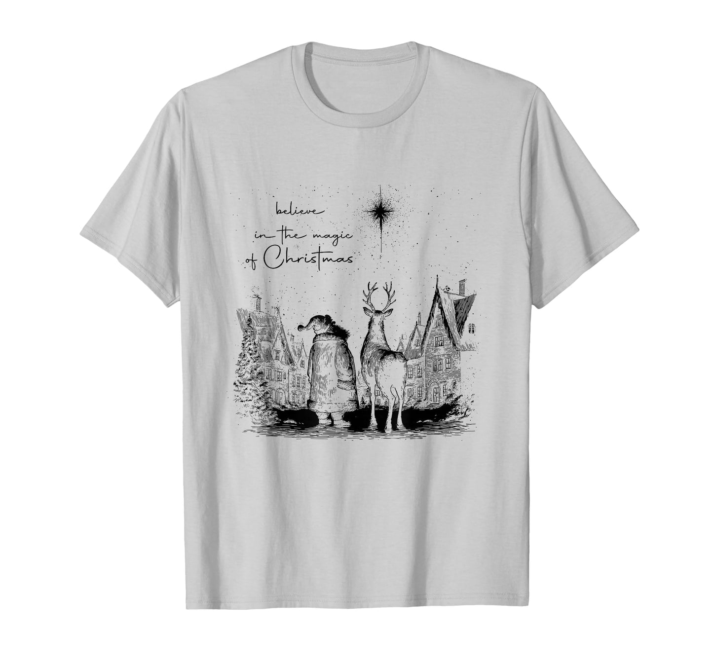 Believe in The Magic of Christmas Santa Reindeer Xmas Pajama T-Shirt