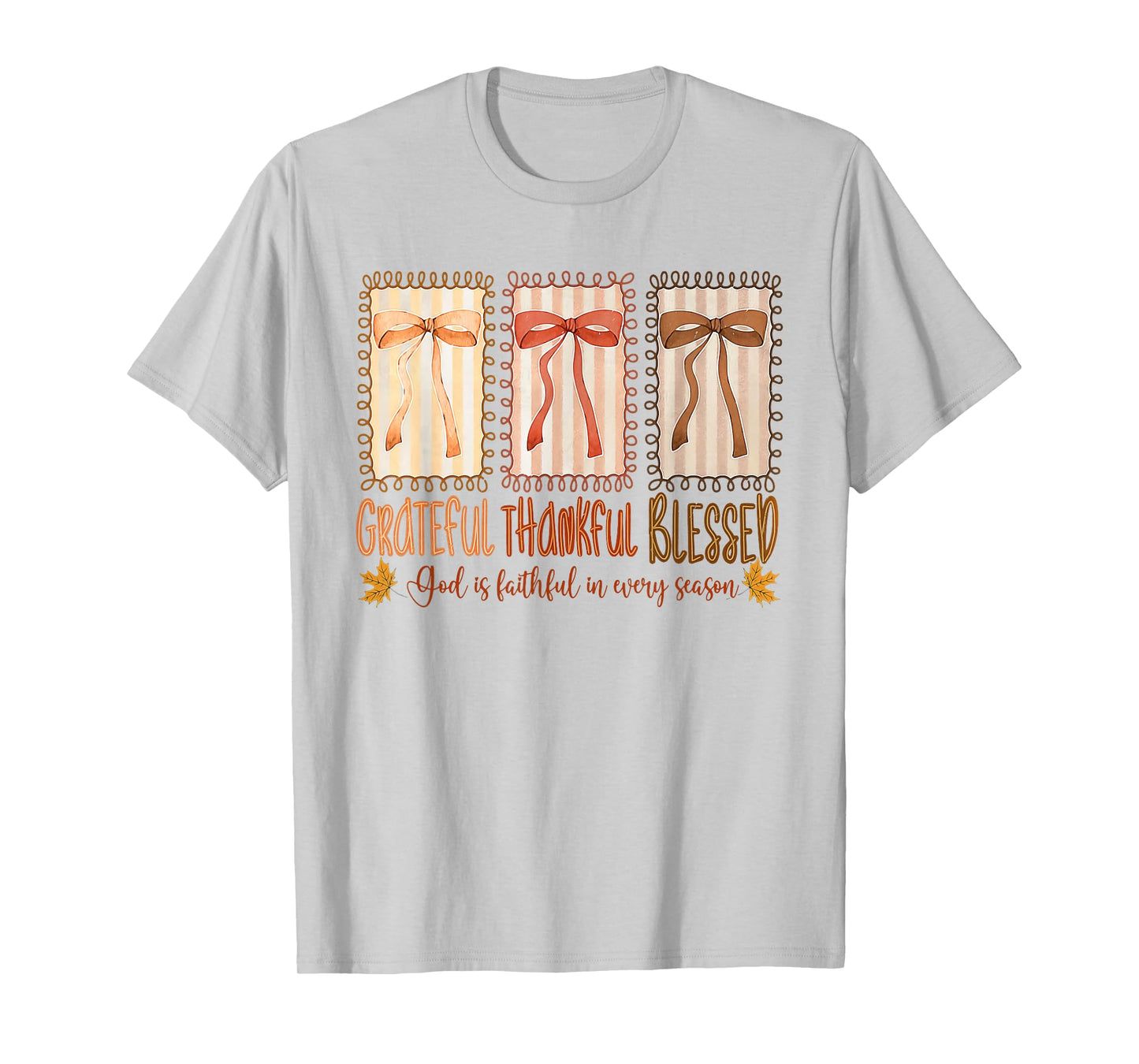 Grateful Thankful Blessed God's Faithful Christian Faith Bow T-Shirt