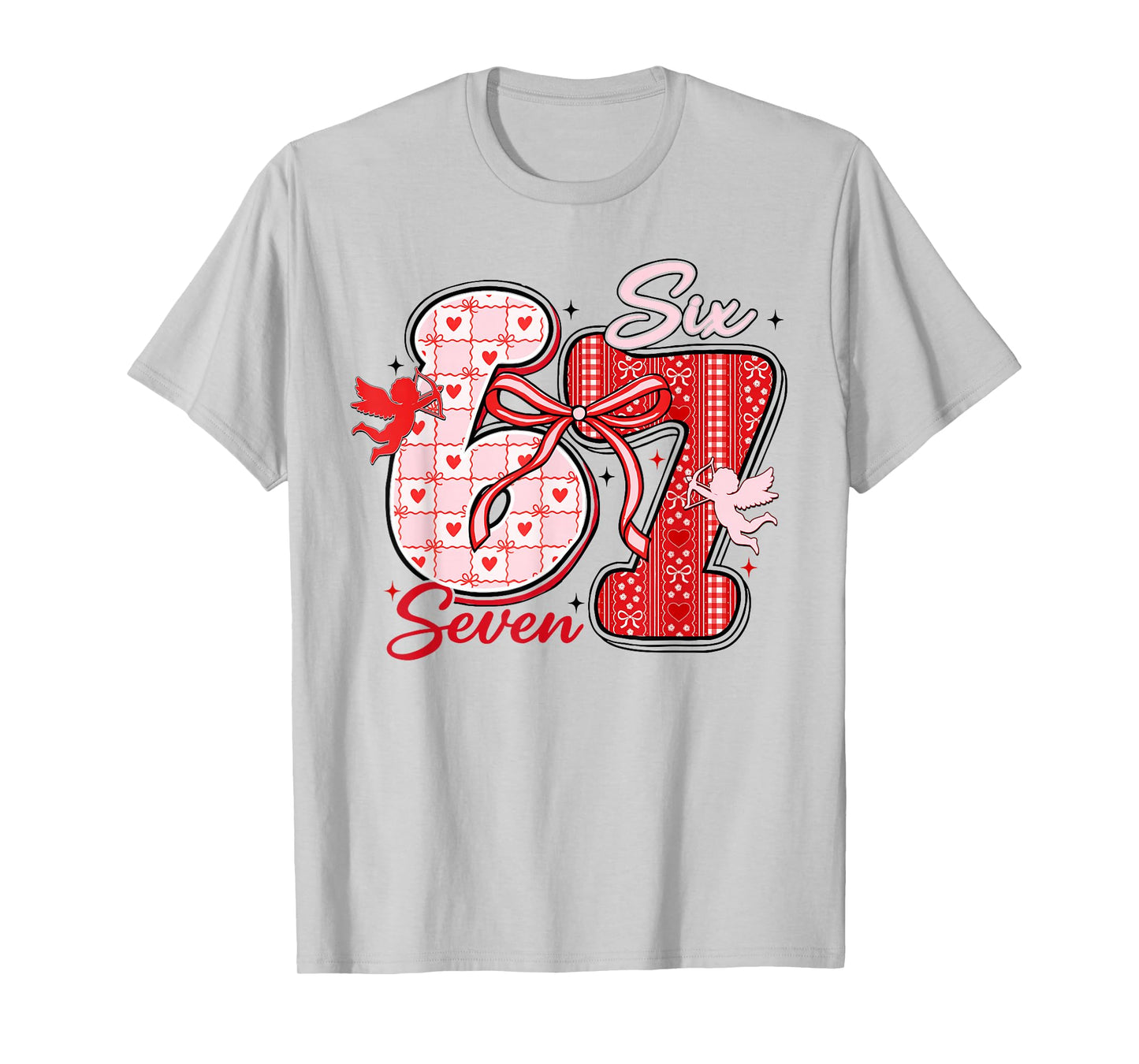 Six Seven Meme 67 Coquette Bow Valentines Women Girls Kids T-Shirt