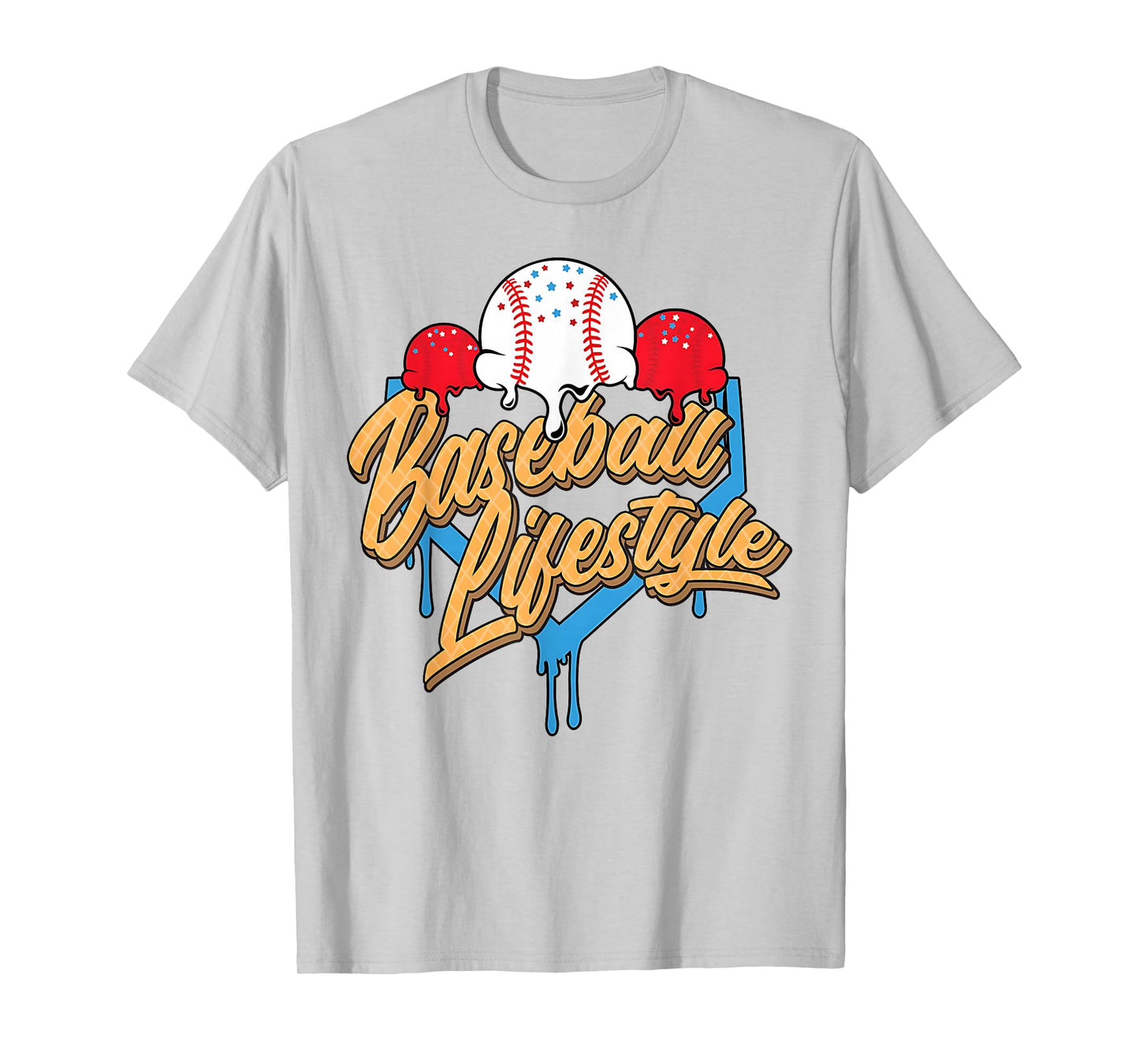 Baseball Lifestyle Home Plate Ice Cream Drip Men Boys Youth T-Shirt