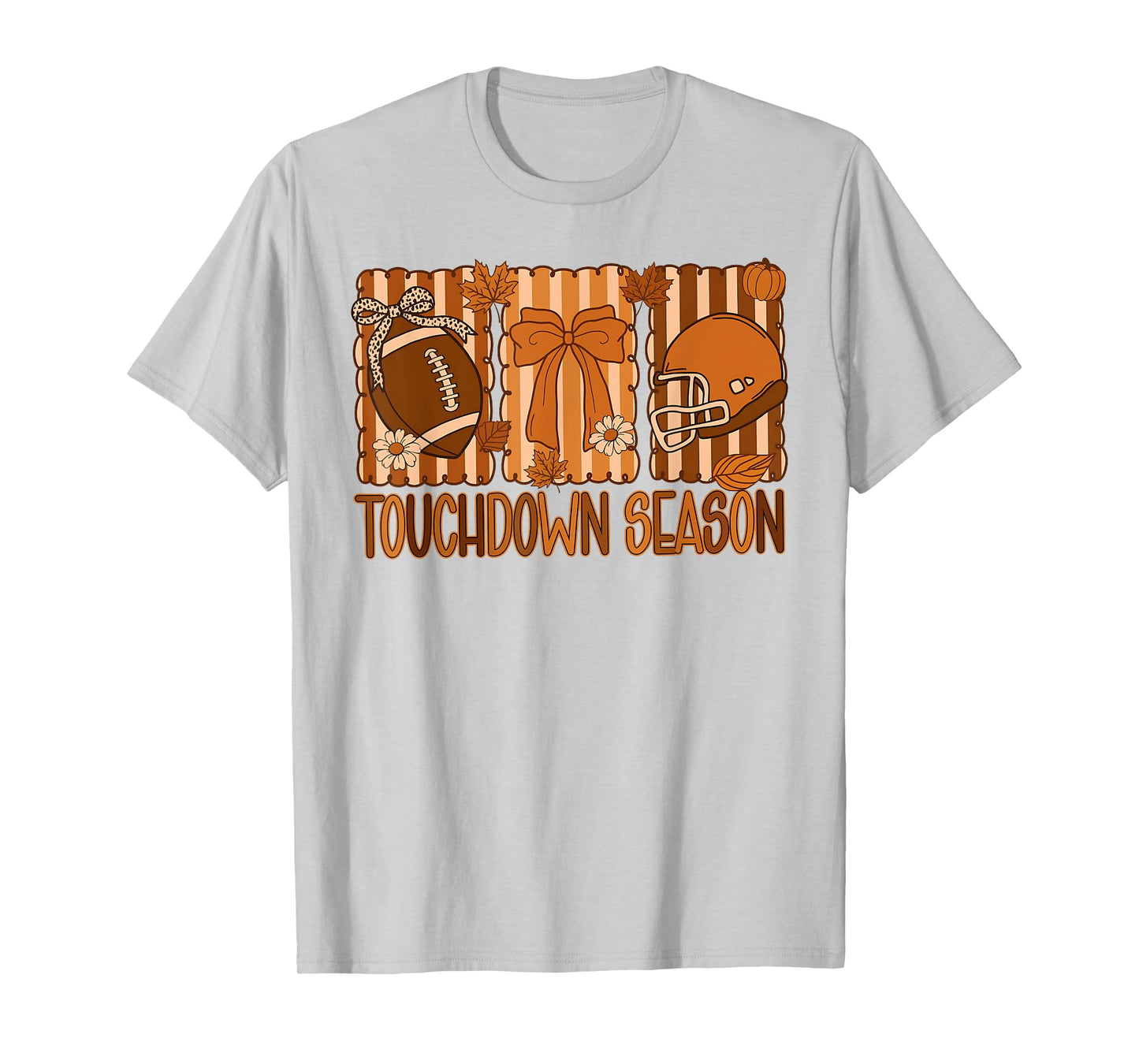 Touch Down Season Football Game Day Coquette Bow Preppy T-Shirt