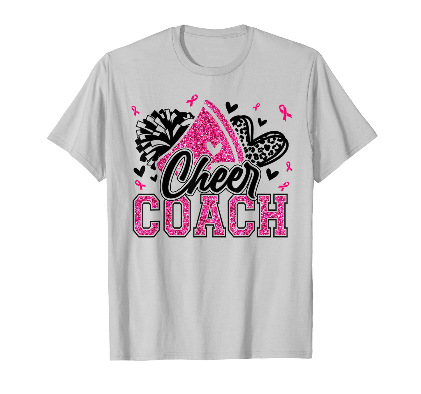 Football Cheer Coach Pink Ribbon Breast Cancer Awareness T-Shirt
